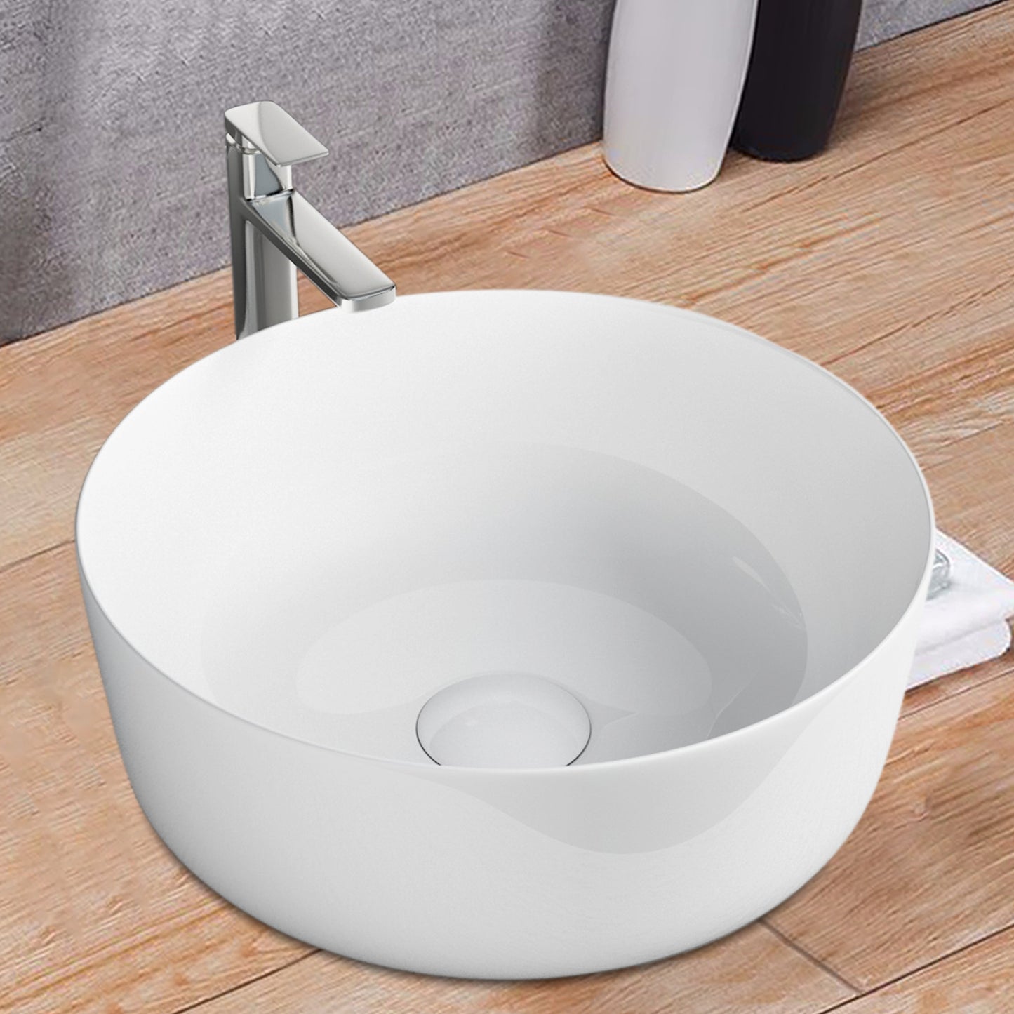 Vessel Bathroom Sink Basin in White Ceramic