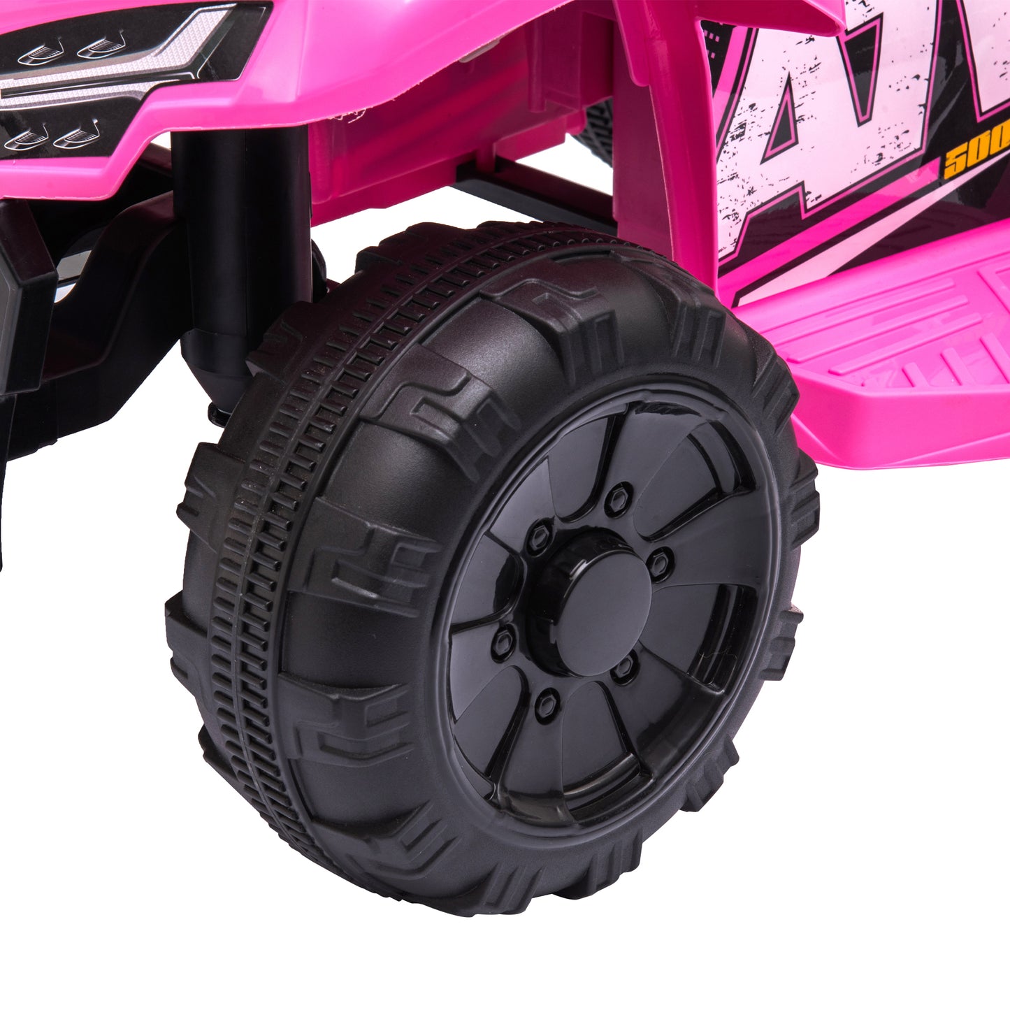 Pink Rechargeable Battery Powered Kids ATV with All-Terrain Wheels