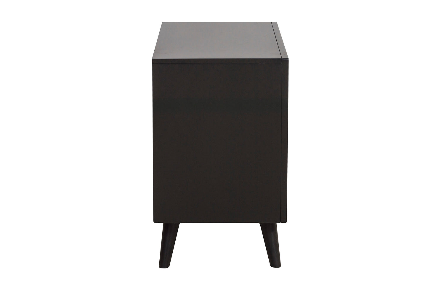 Stylish Two-Tone Finish Bedroom Nightstand Walnut Veneer Wood Retro Design 3 Drawers Tapered Legs