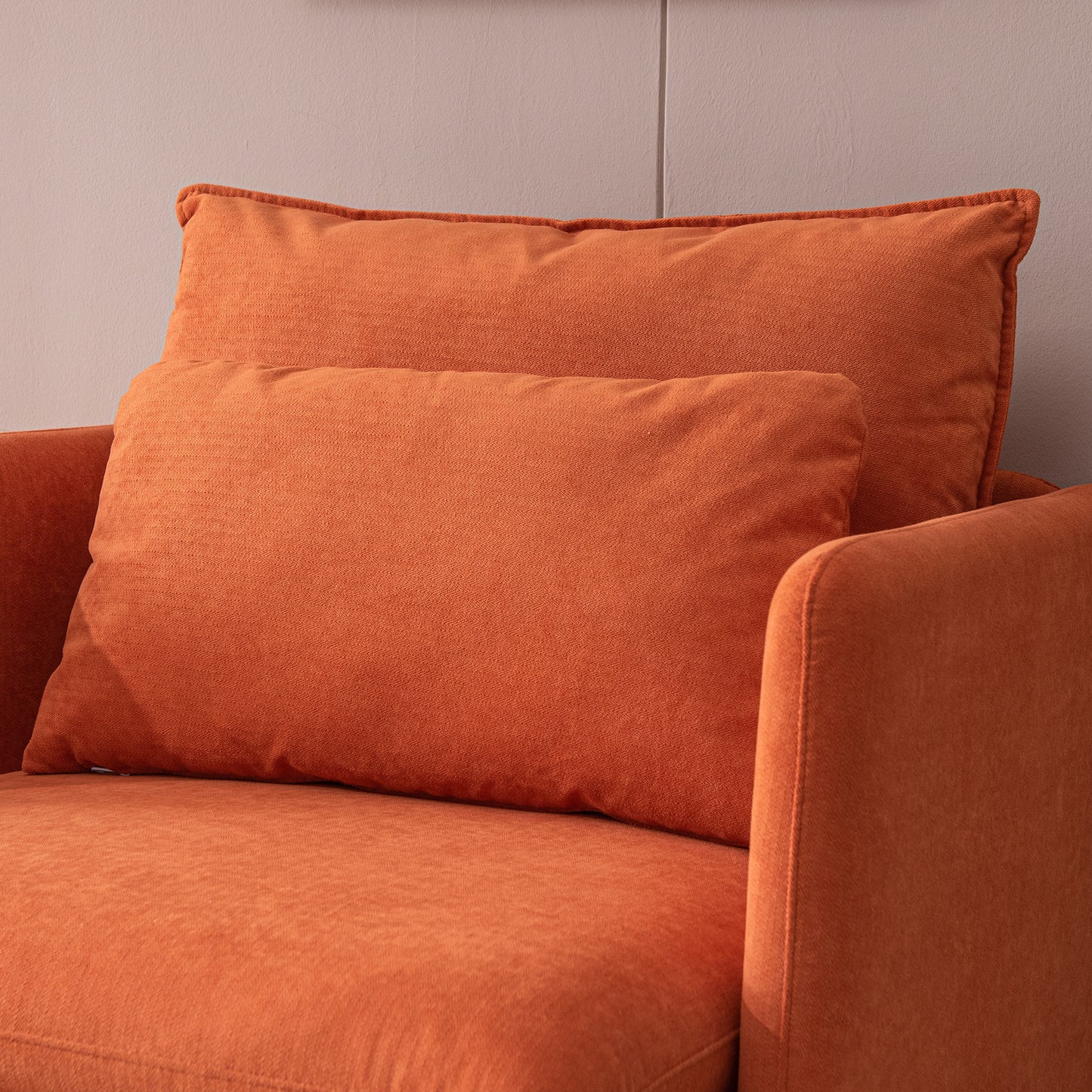 Modern fabric accent armchair,upholstered single sofa chair,Orange Cotton Linen-30.7''