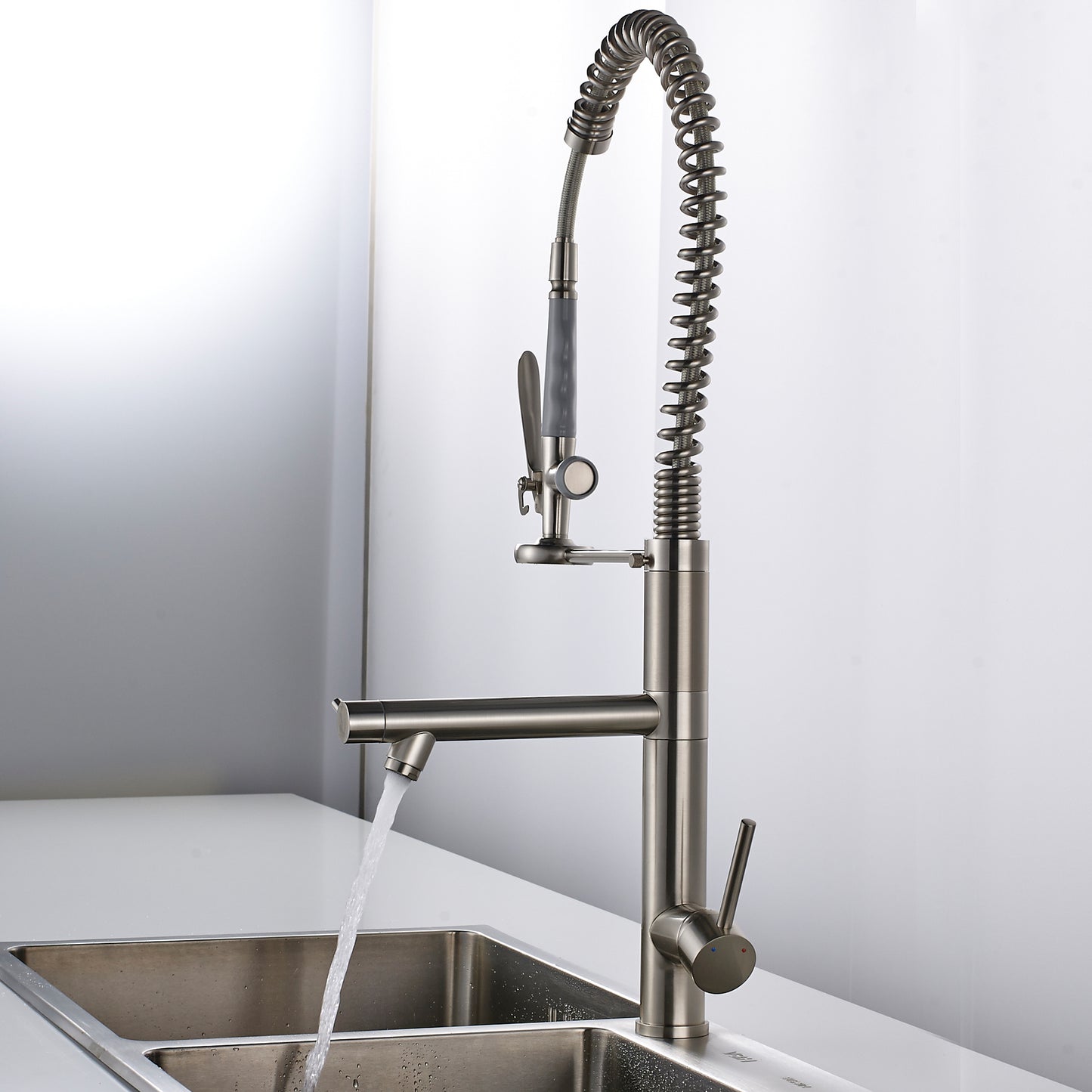 Kitchen Faucet with Pull Down Sprayer Brushed Nickel Stainless Steel Single Handle 
 Kitchen Sink Faucets