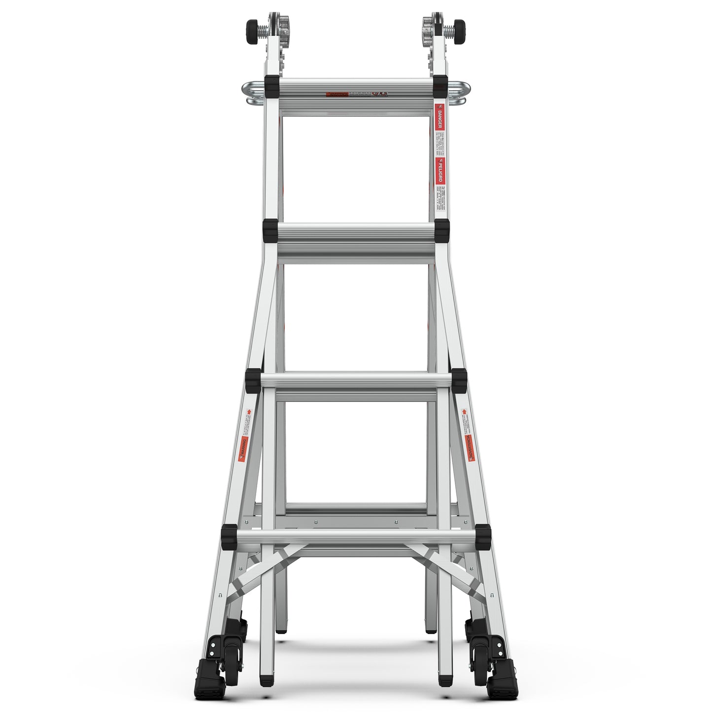 Aluminum Multi-Position Ladder with Wheels, 300 lbs Weight Rating, 17 FT