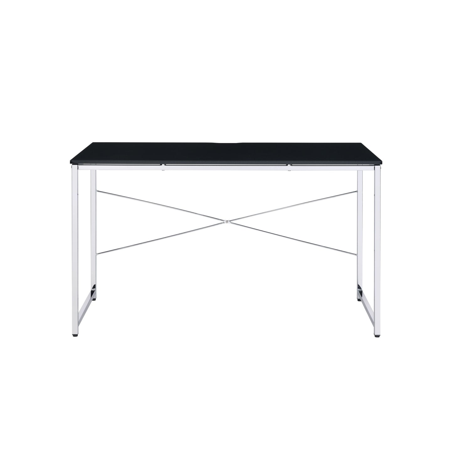 Sleek Black Writing Desk with Elegant X-Shape Cross Bar