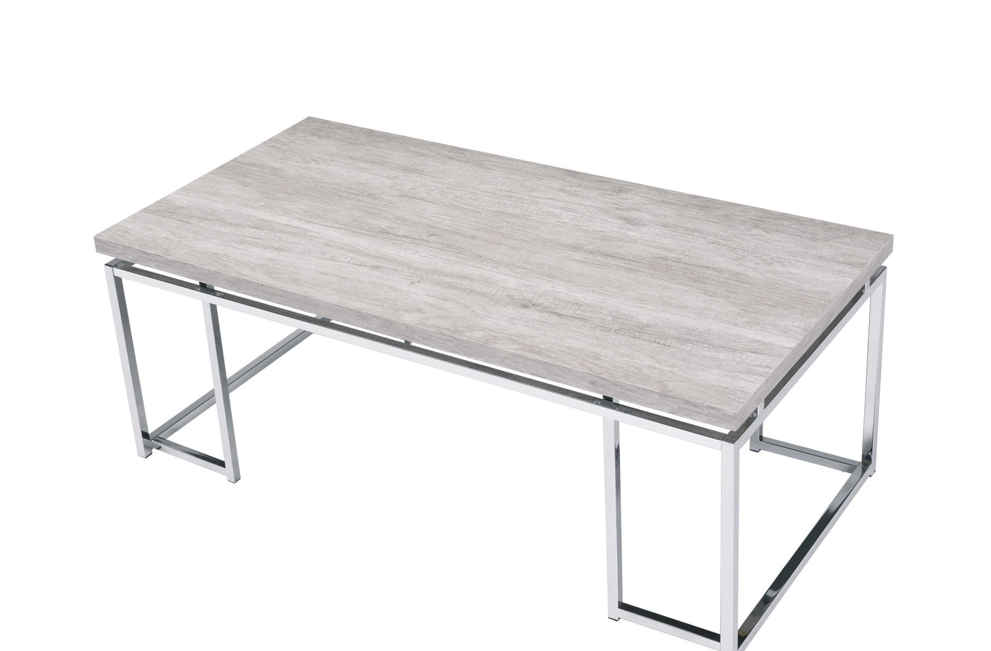 Chafik Contemporary Coffee Table in Natural Oak & Chrome