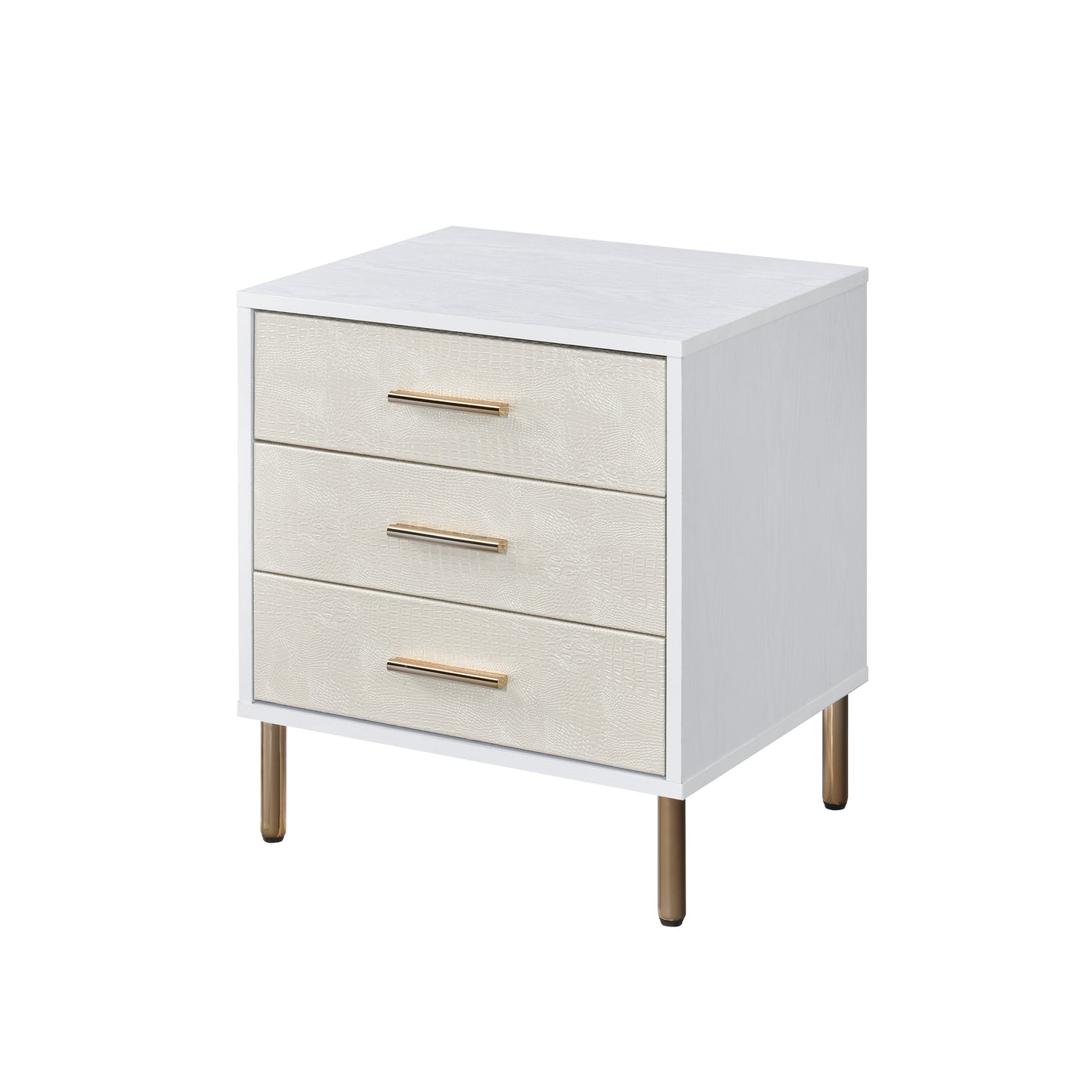 Myles Nightstand, White, Champagne & Gold Finish AC00843