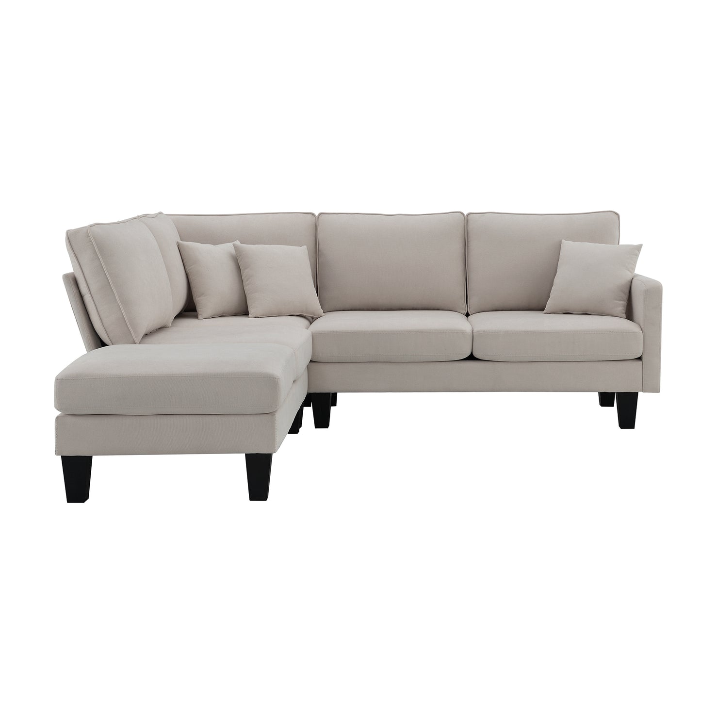 Terrycloth Minimalist L-Shaped Sectional Sofa with Chaise Lounge