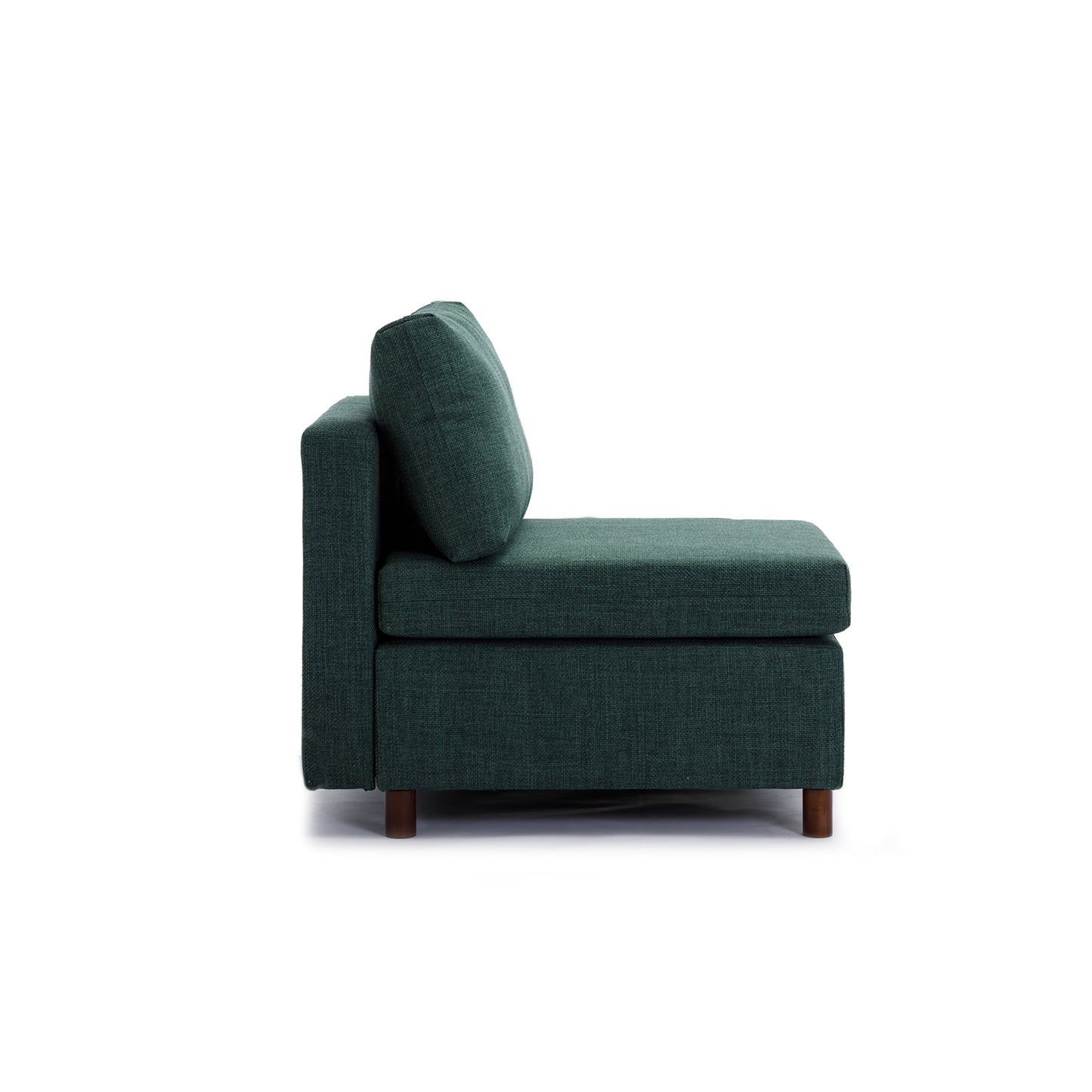 2-Seat Green Linen Sectional Sofa with Ottoman