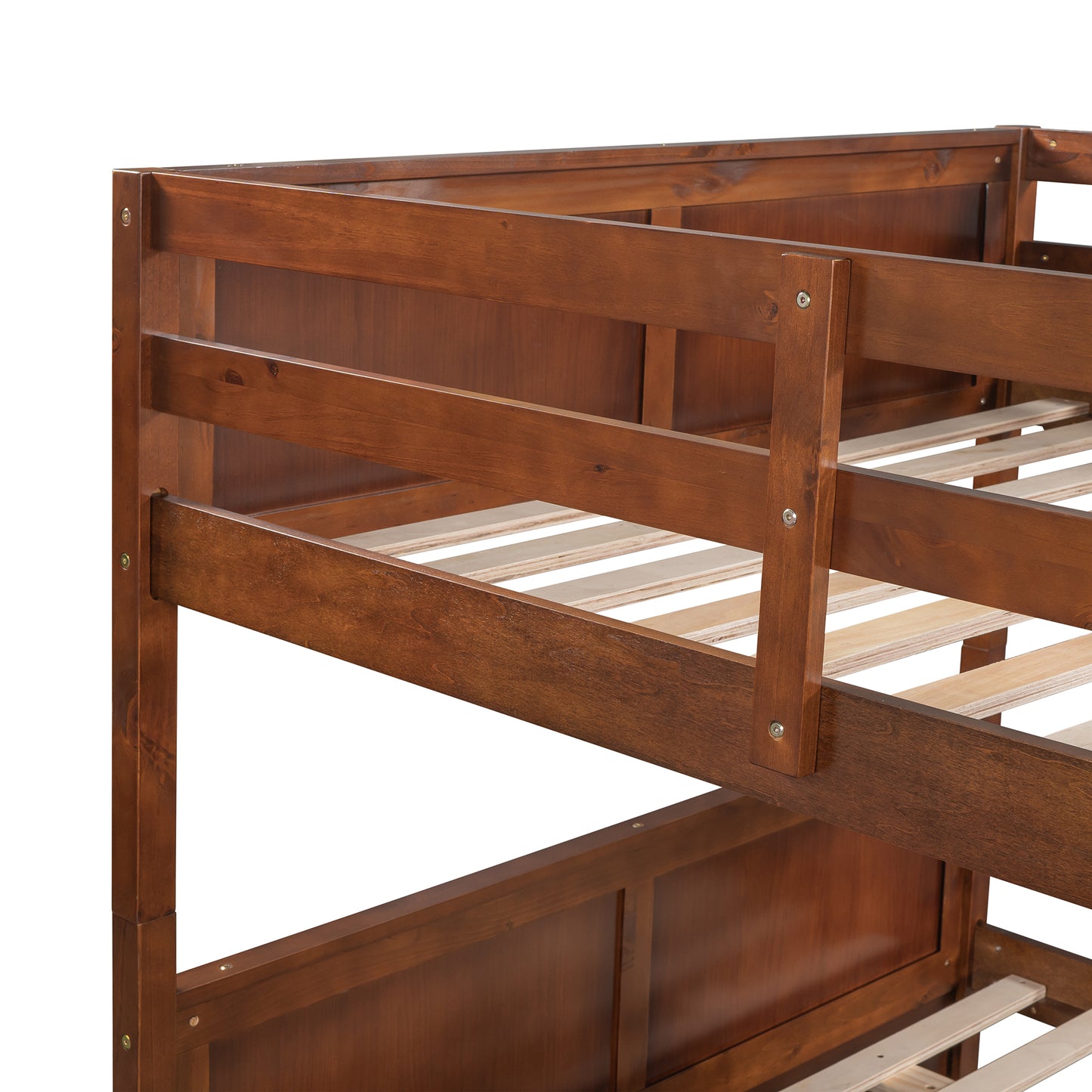 Versatile Full-Size Bunk Bed with Trundle in Walnut