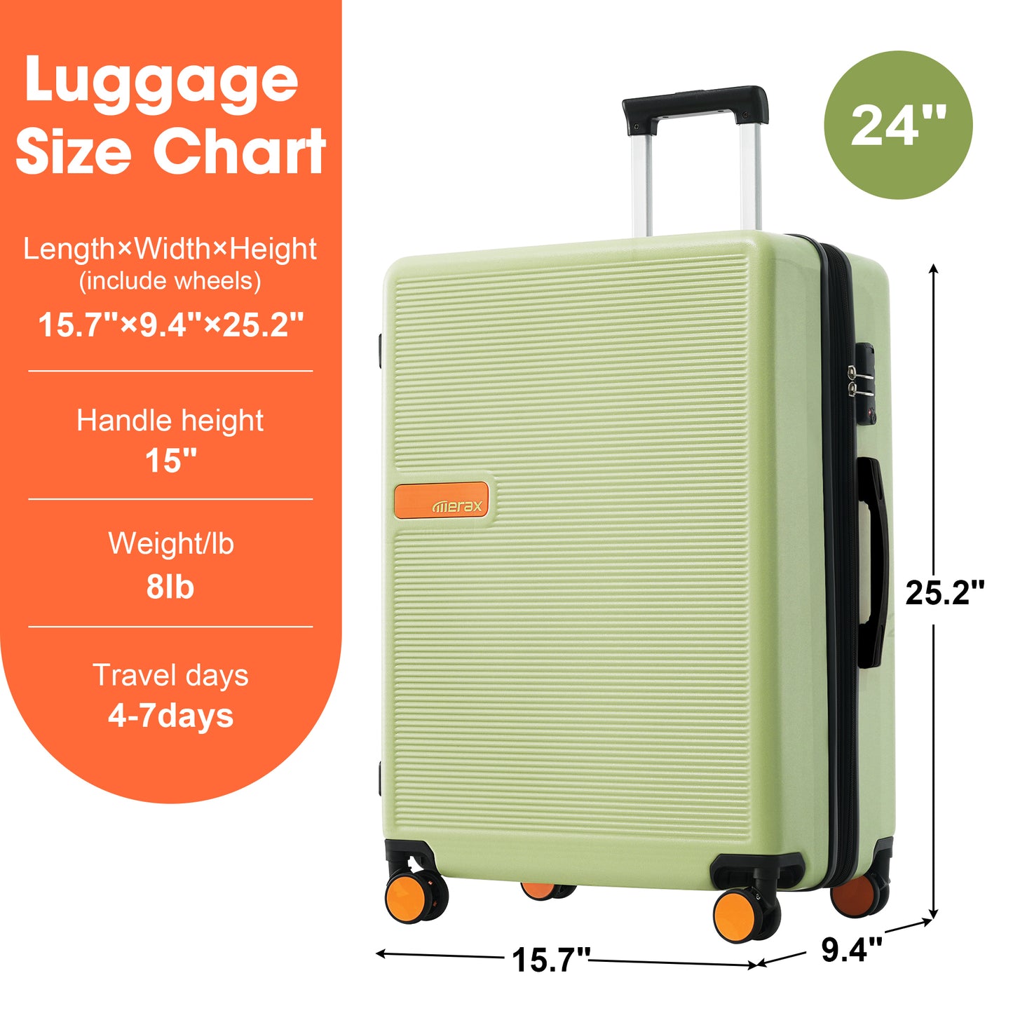 Contrast Color Hardshell Luggage 24inch Expandable Spinner Suitcase with TSA Lock Lightweight