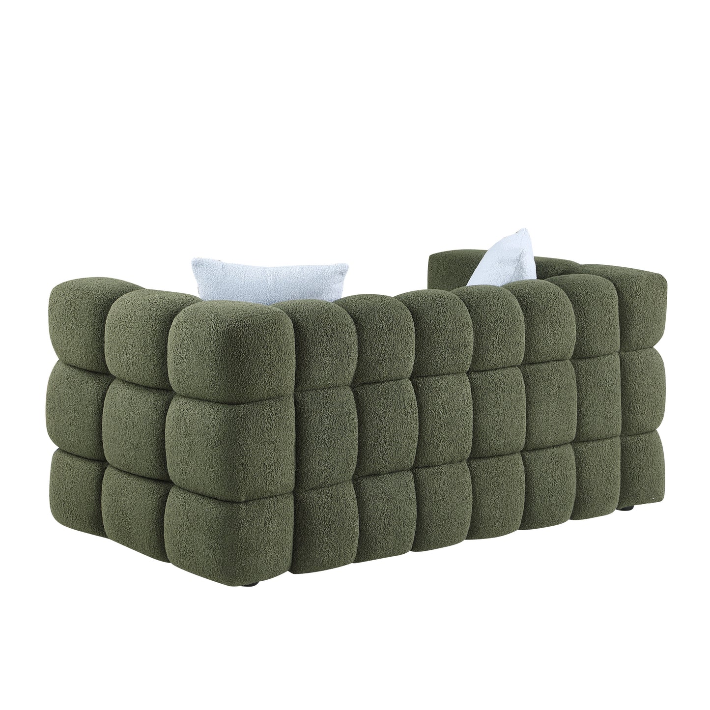 Olive Green Bouclé 3-Seater Marshmallow Sofa with Human Body Structure for USA People