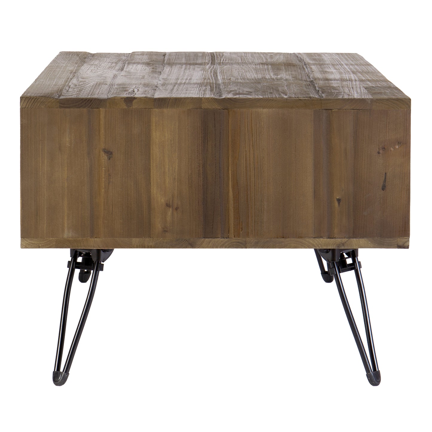 Reclaimed Wood Farmhouse Coffee Table With Storage, Iron Legs and Natural Brown Finish