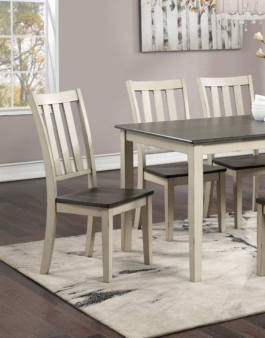 Transitional Dining Room Furniture 7pc Set Dual Tone Design Antique White / Gray Dining Table and 6x Side Chairs Solid wood Breakfast Kitchen