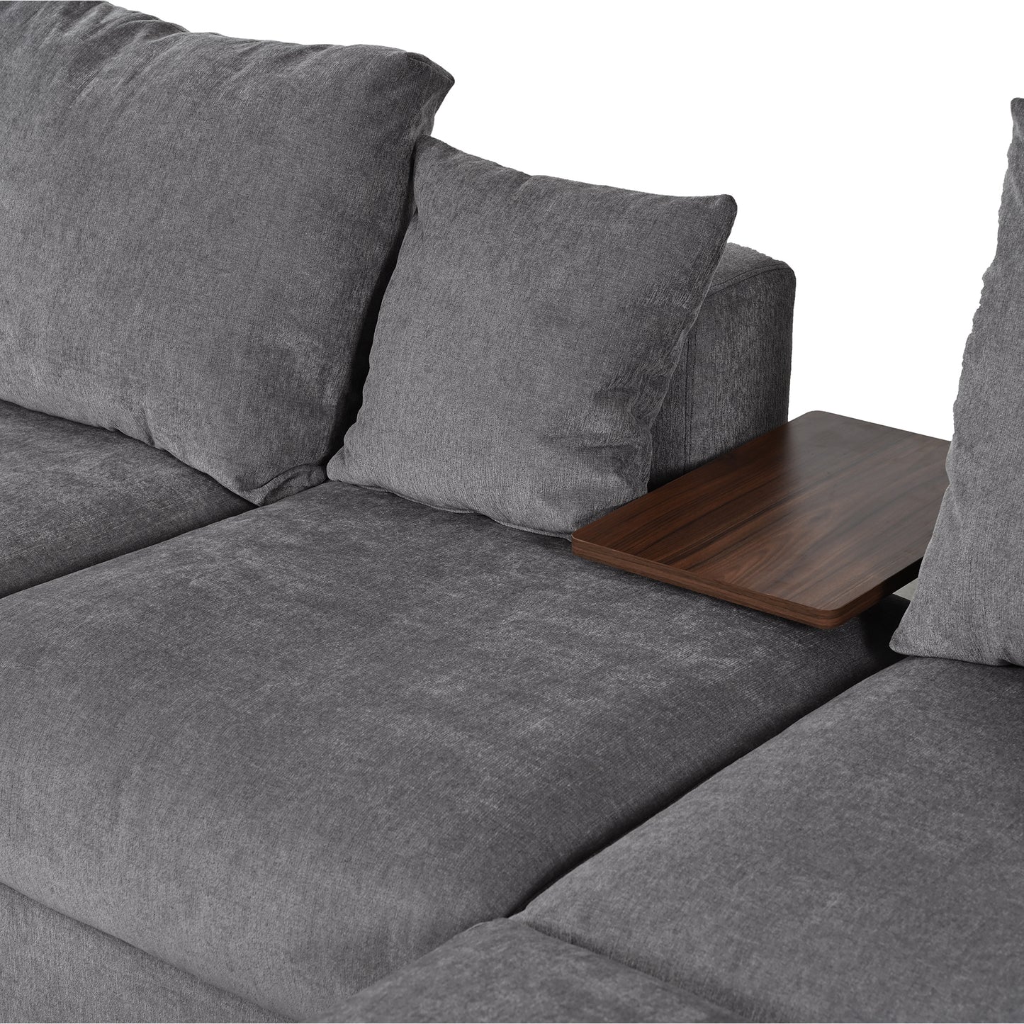 U_STYLE Modern Large L-Shape Sectional Sofa for Living Room, 2 Pillows and 2 End Tables