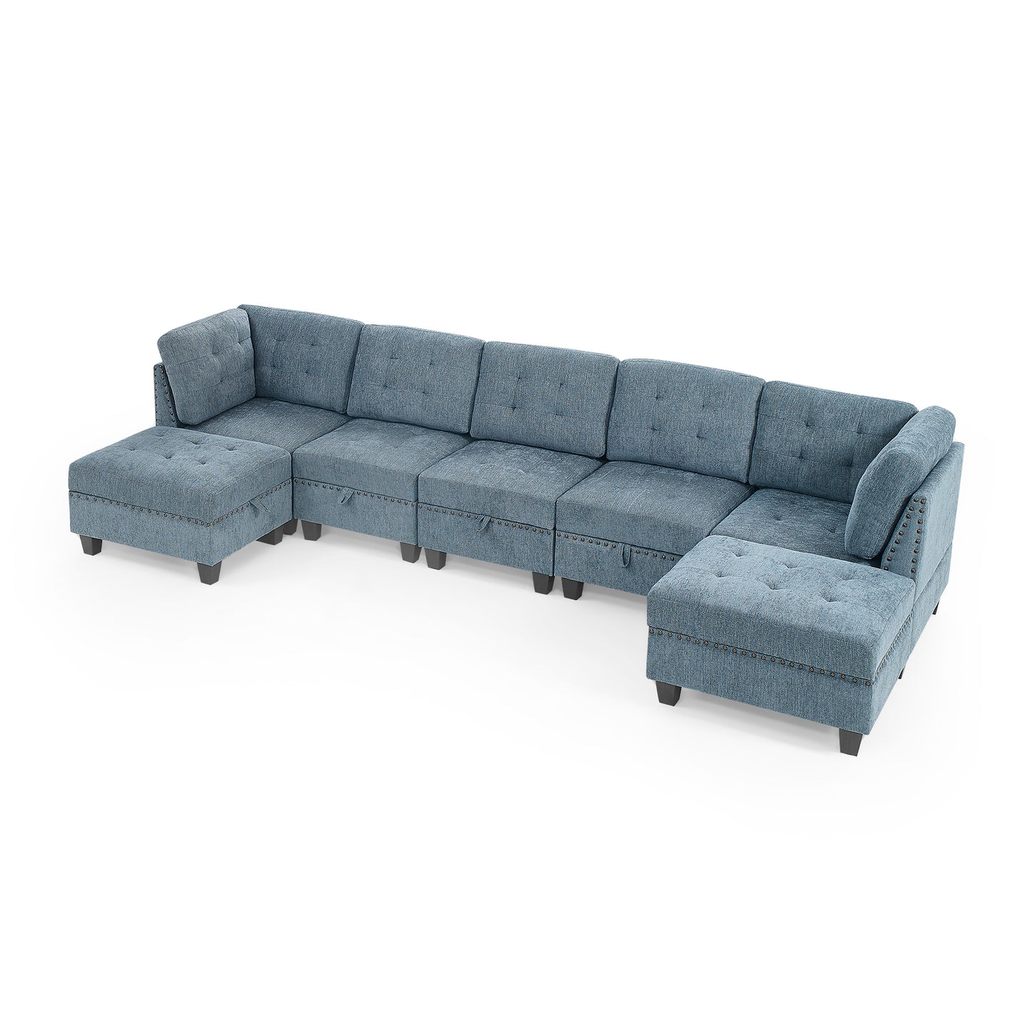 Navy Blue L Shape Modular Sectional Sofa with DIY Combination