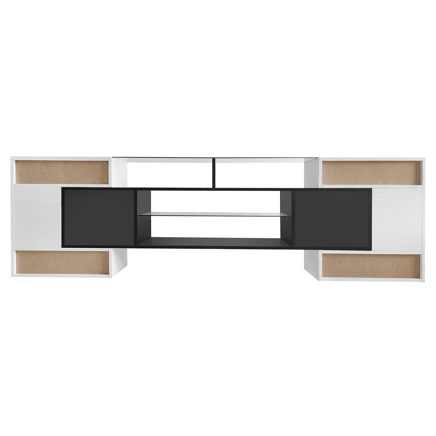 Innovative LED Glass TV Stand with High Gloss Finish and Versatile Storage Options