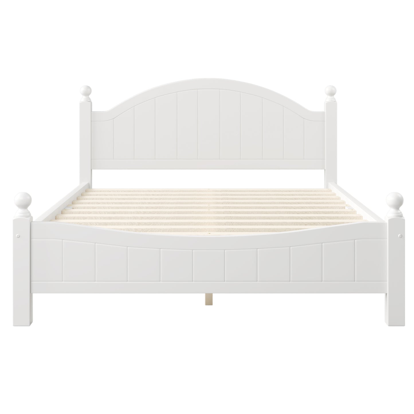 Traditional Concise Style White Solid Wood Platform Bed, No Need Box Spring, Queen (Old sku:BS295901AAA)