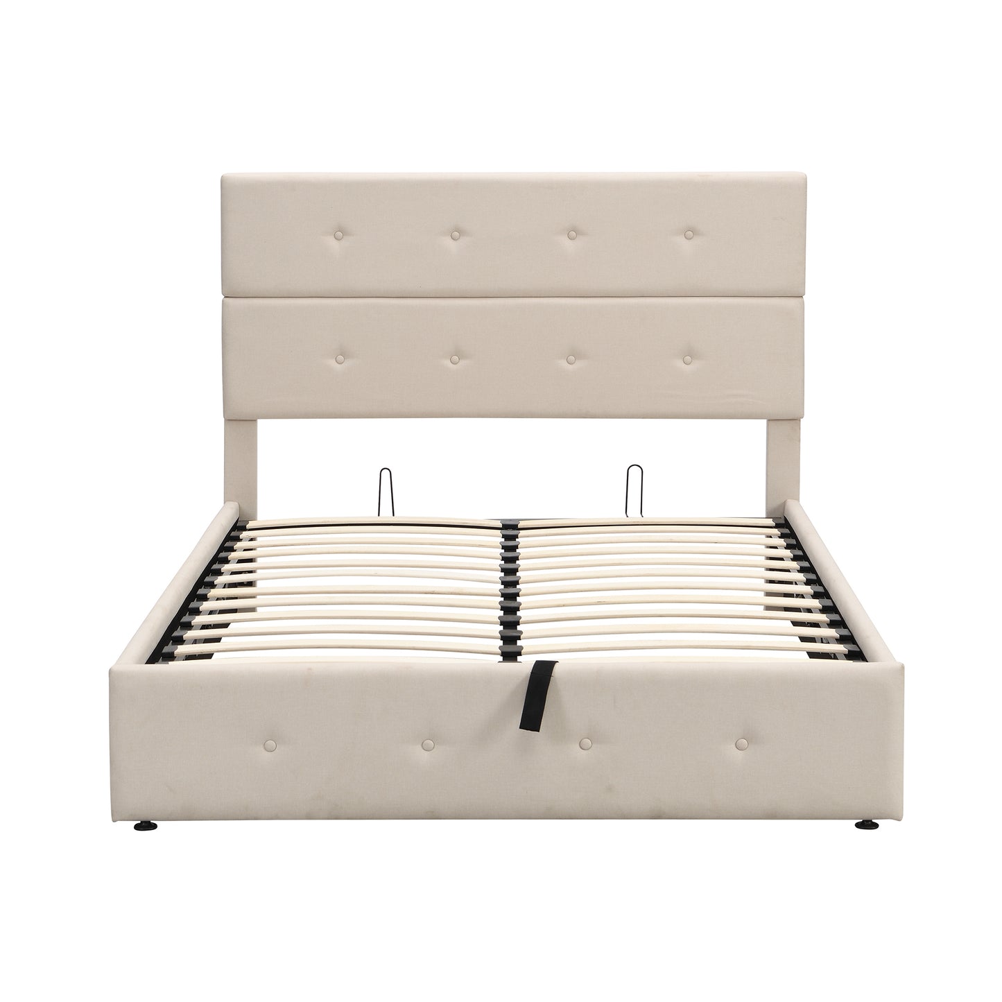 Upholstered Platform Bed with Underneath Storage,Full Size,Beige