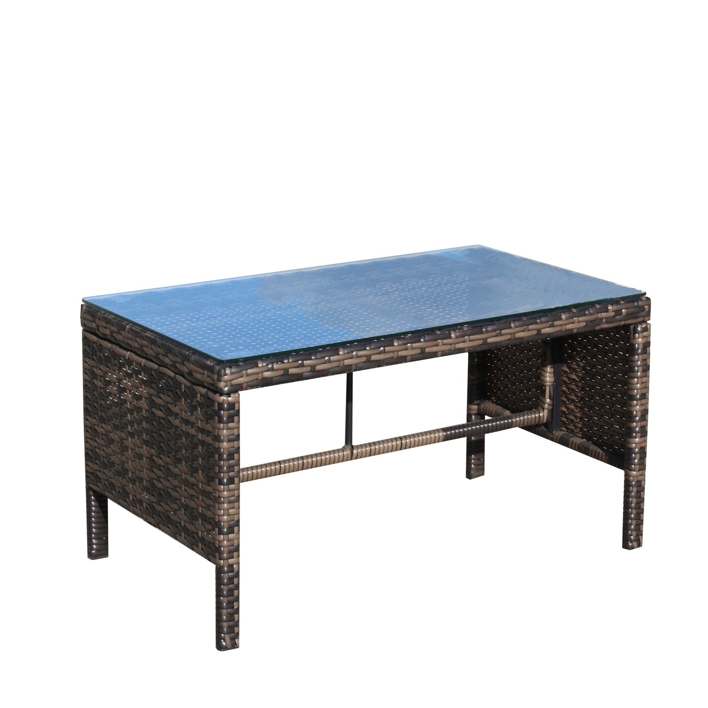 1 Coffee Table for Outdoor Patio Furniture with Clear Tempered Glass