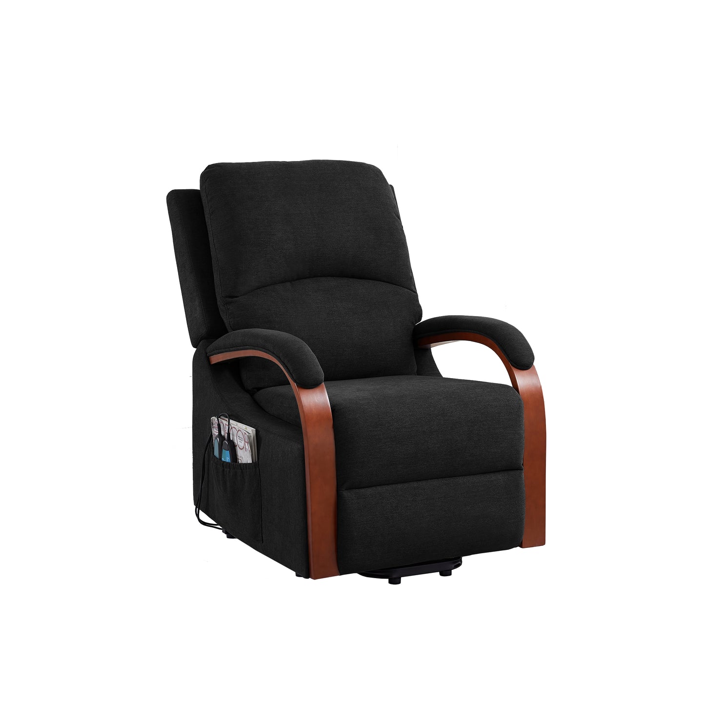 Electric Power Lift Recliner Chair with Massage and Heating, Dark Grey Linen Fabric