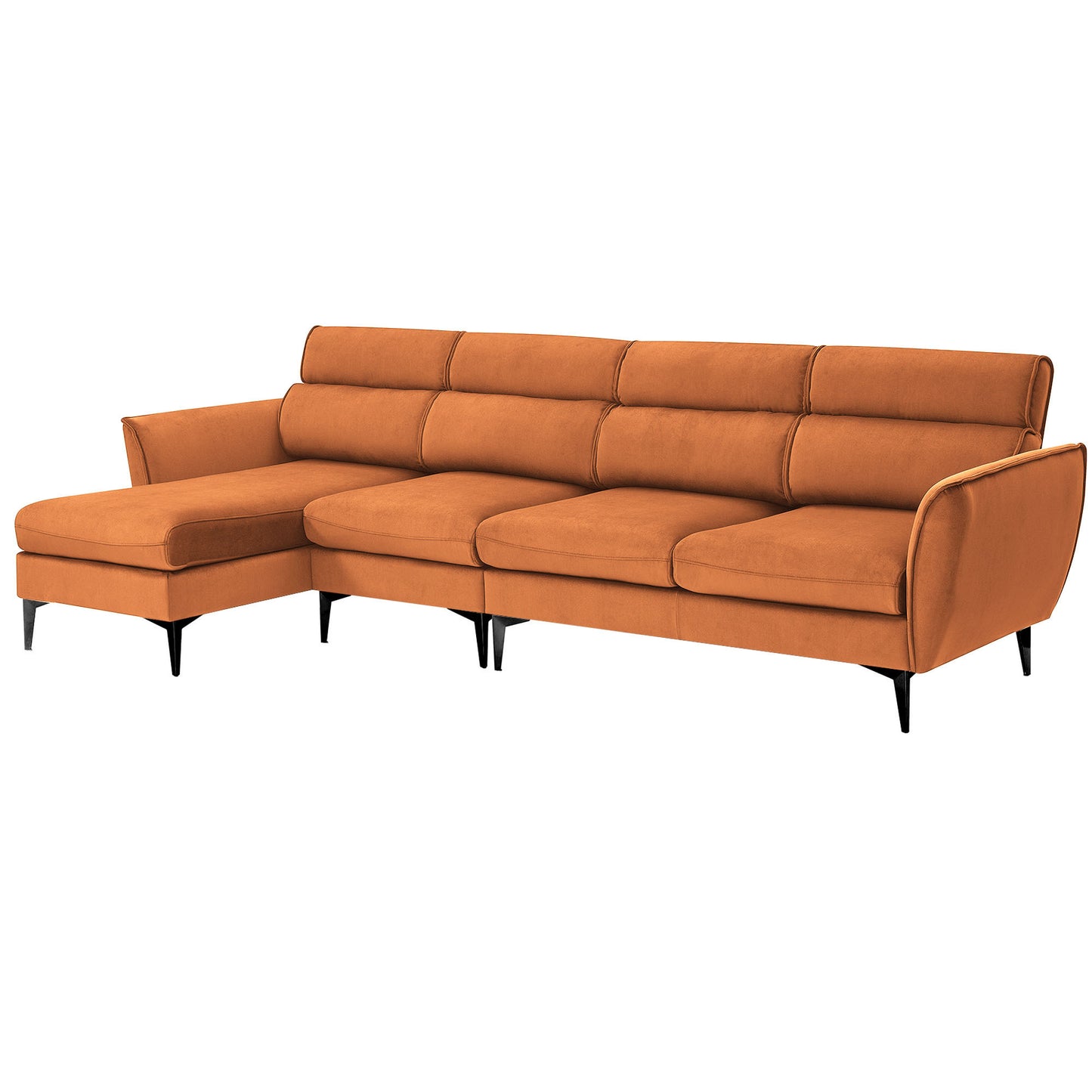 Convertible Flannel L-Shape Sectional Sofa with Left/Right Chaise