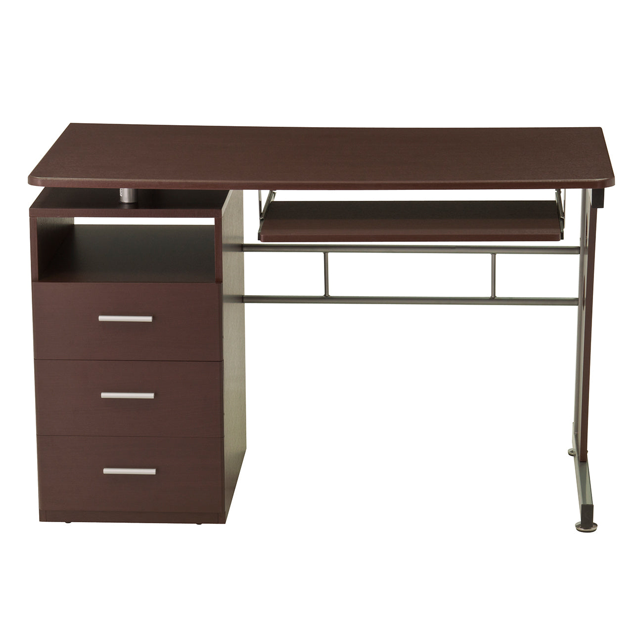 Stylish Chocolate Computer Desk with Spacious Storage