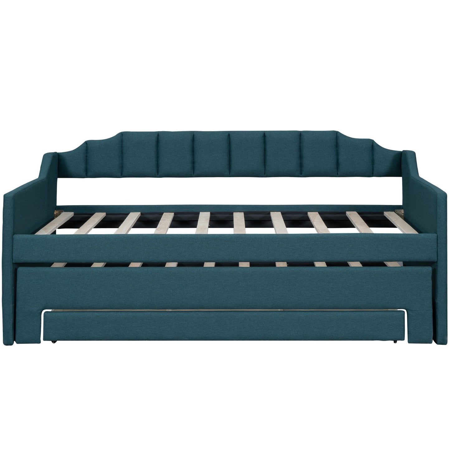 Twin Size Upholstered Daybed with Trundle and Three Drawers,Green