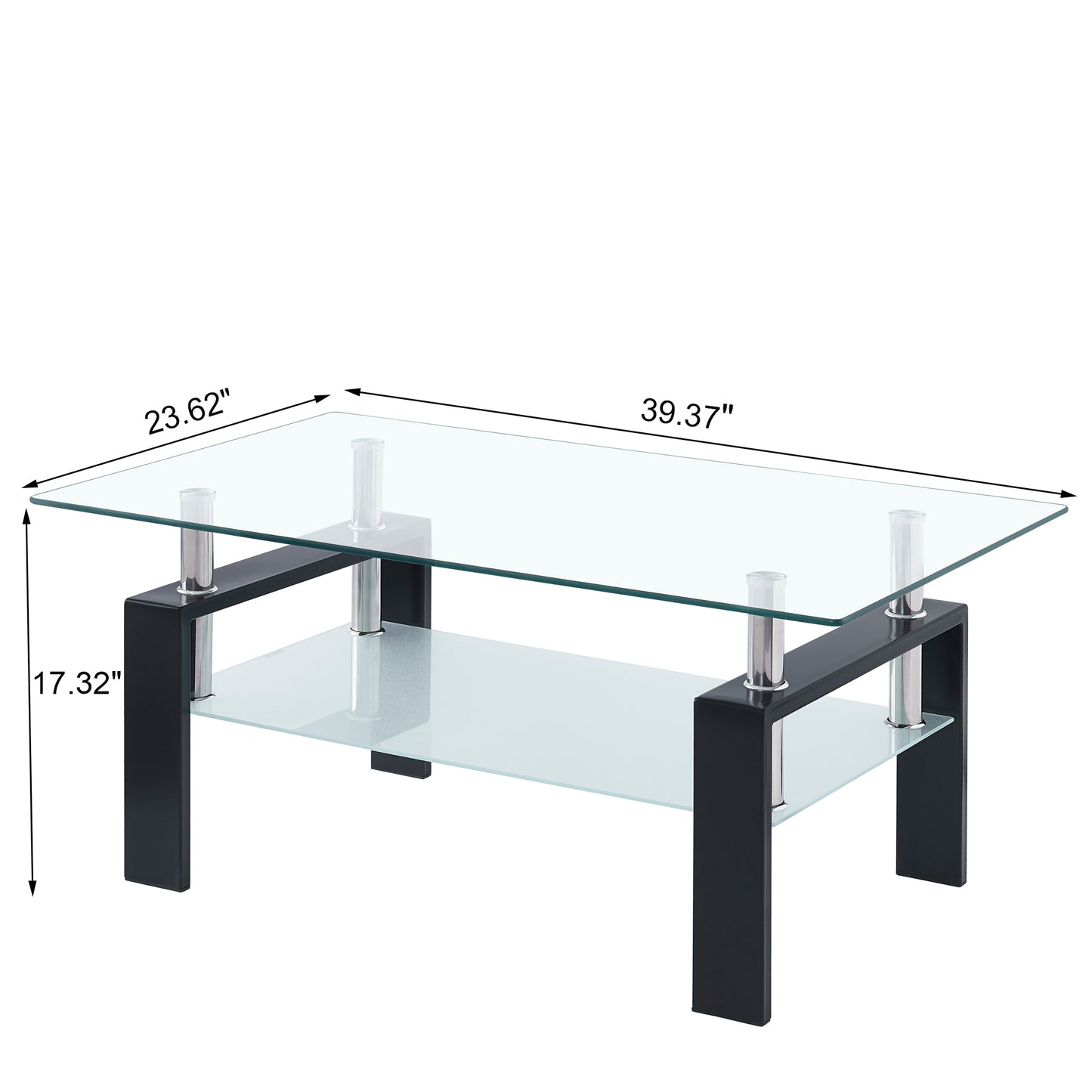 Stylish Clear Glass Coffee Table with Geometric Design