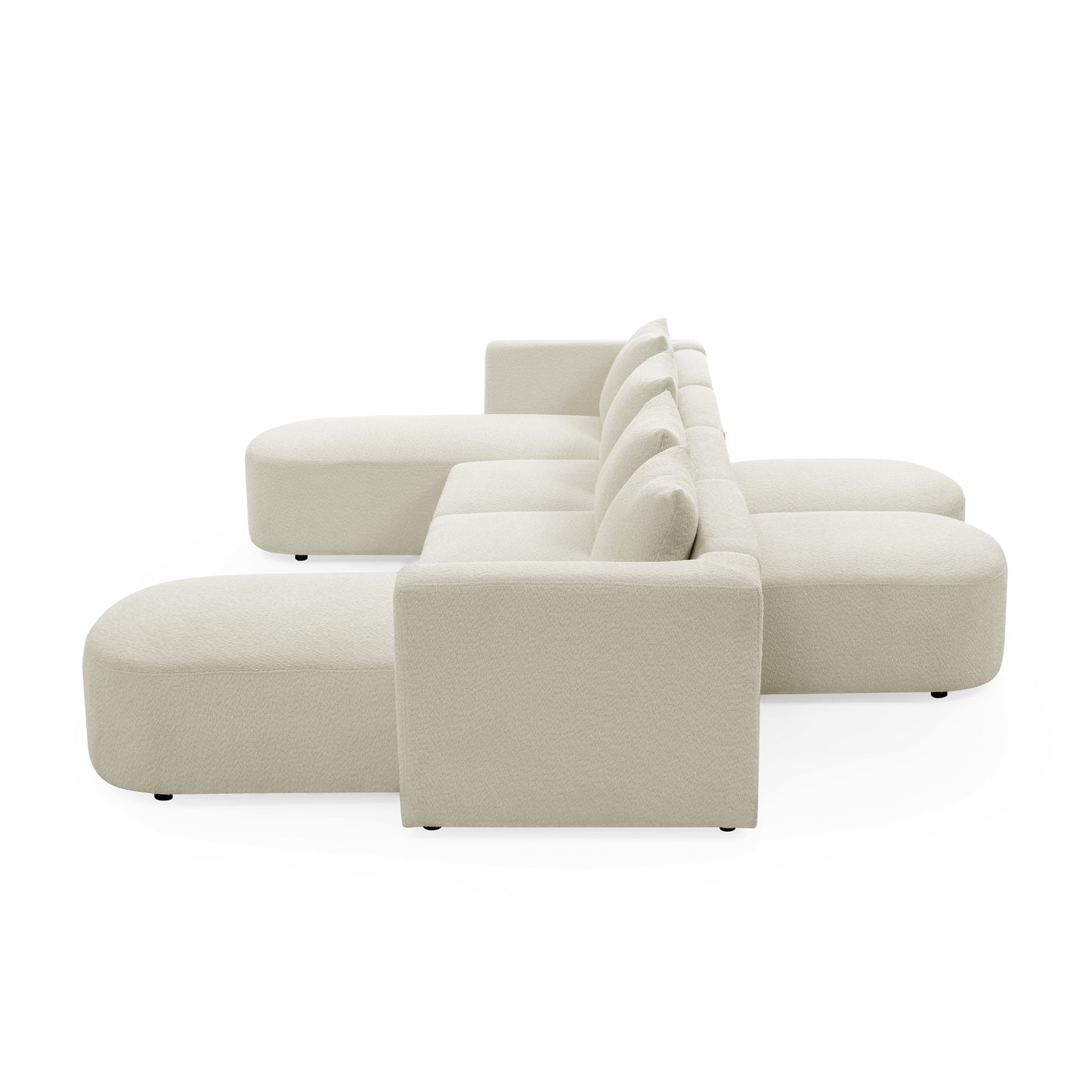 U Shape Sectional Sofa including Two Single Seat, Two Chaises and Two Ottomans, Modular Sofa, DIY Combination, Loop Yarn Fabric, Beige