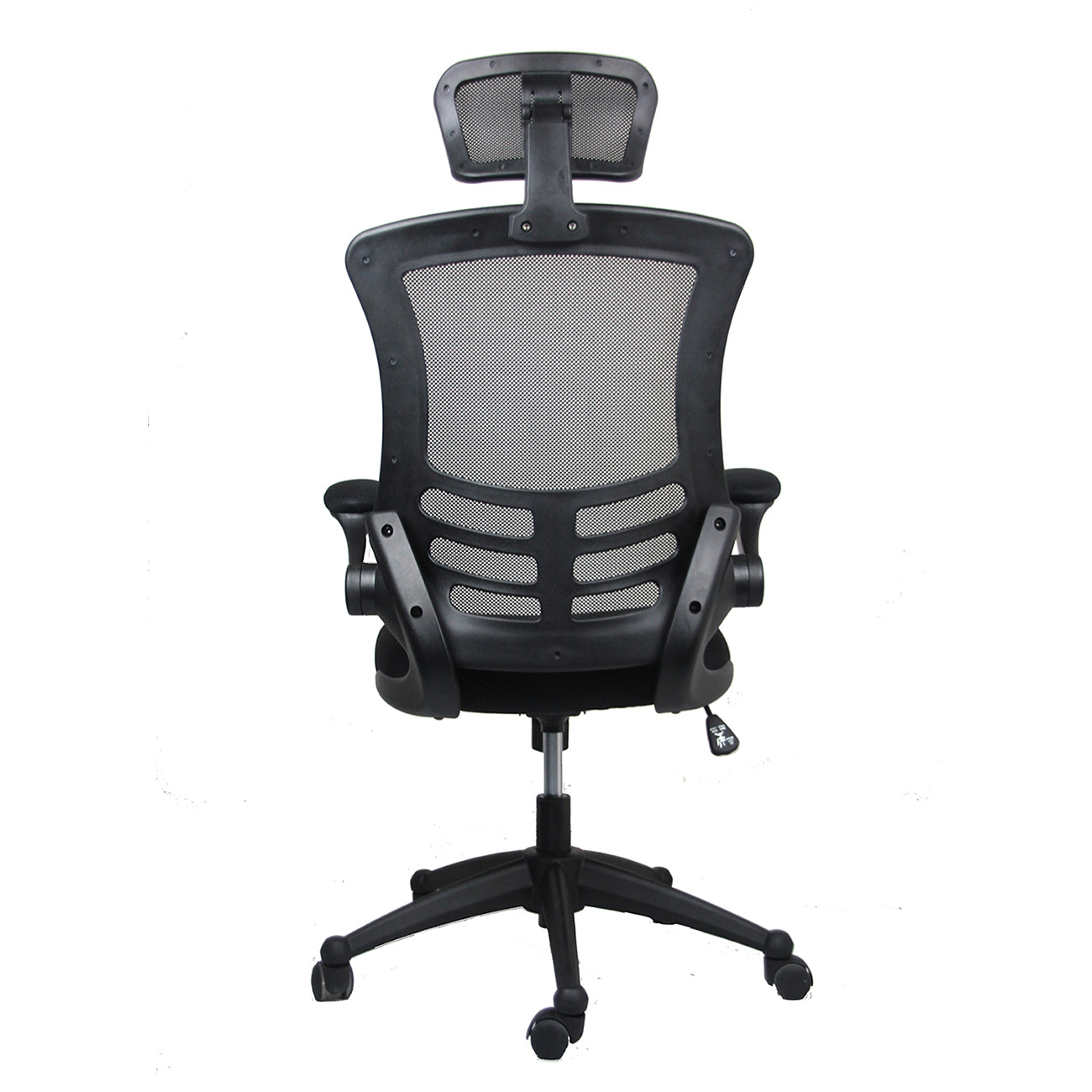 Modern High-Back Mesh Executive Office Chair with Headrest and Flip-Up Arms, Black