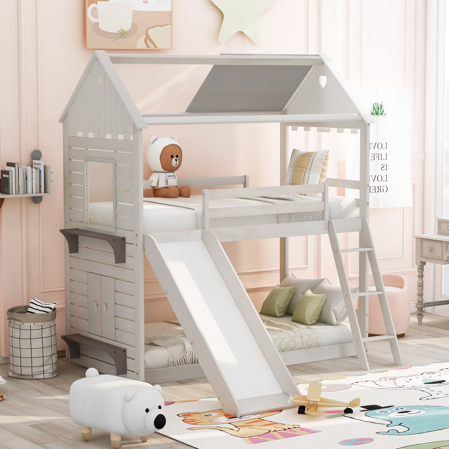 Twin Playhouse Bunk Bed with Unique Design