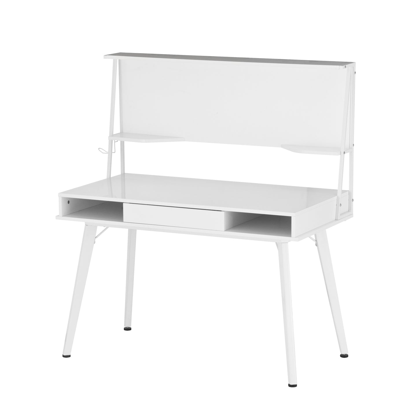 Multi-Purpose White Desk with Magnetic Whiteboard & Storage Shelf