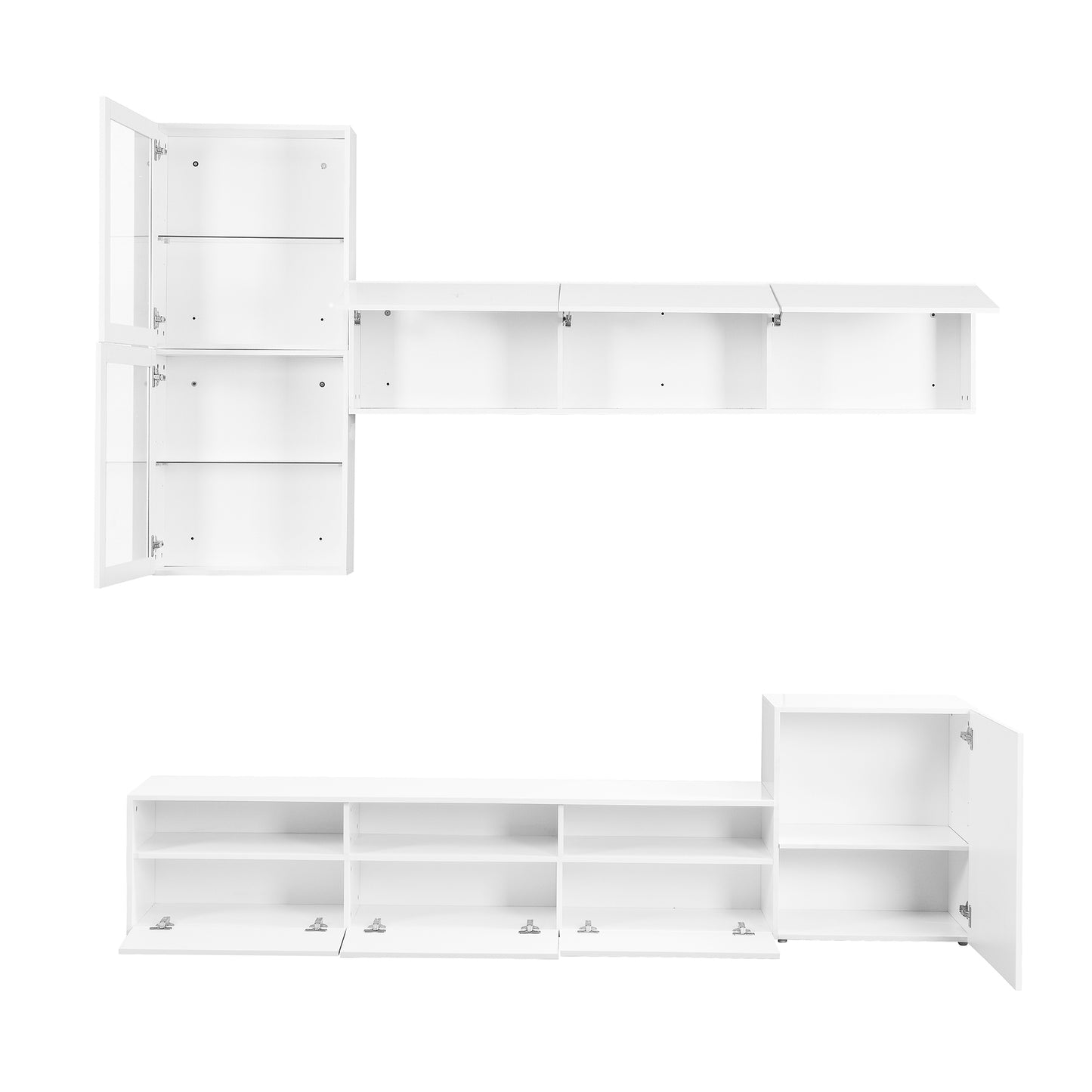 Elegant High Gloss TV Stand with Versatile Storage Cabinets, Media Console for TVs Up To 75, White