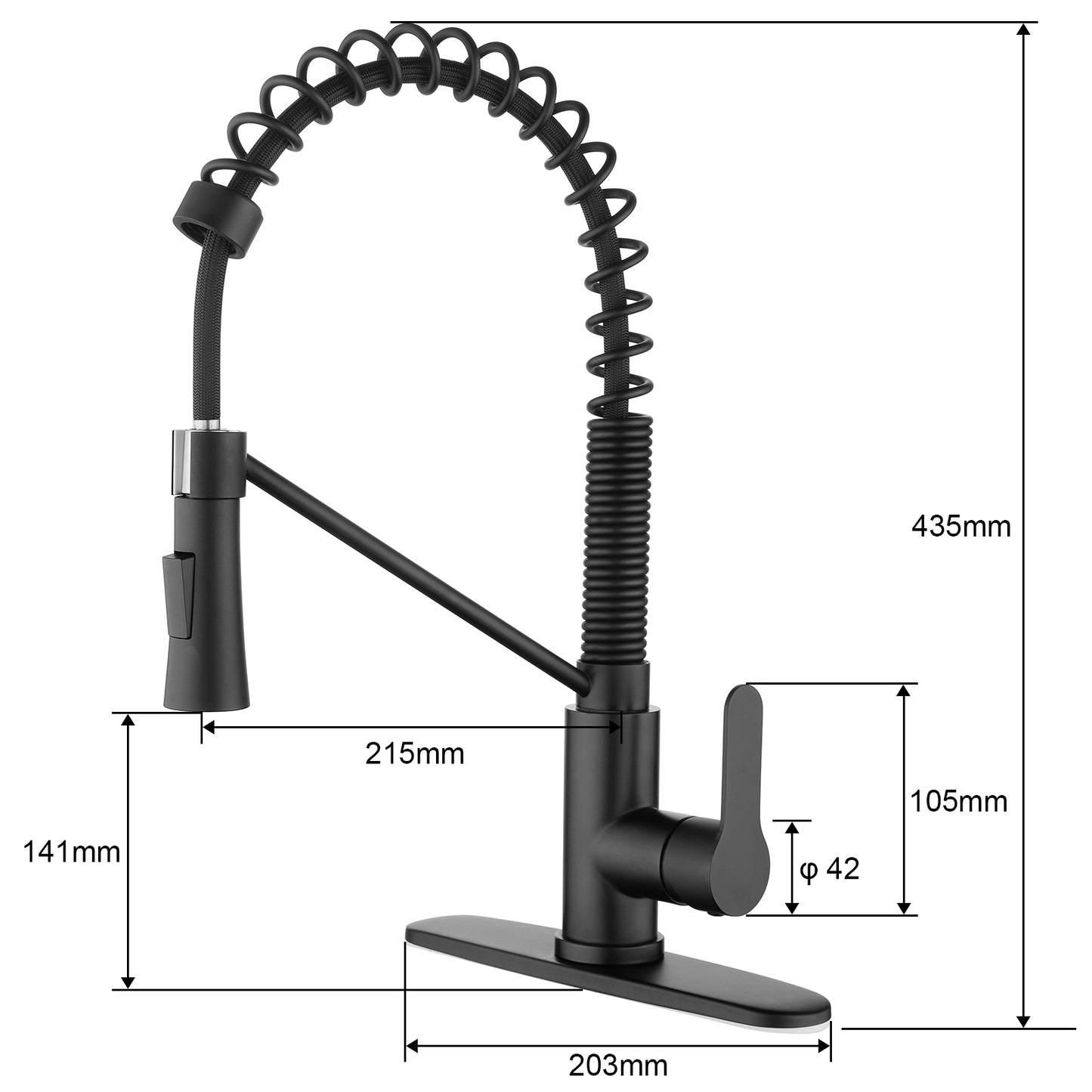 Matte Black Kitchen Faucet with Soap Dispenser Single Handle Kitchen Sink Faucet with Pull Down Sprayer Utility Sink Faucet Single Hole for Laundry Sink Stainless Steel 1.8 GPM