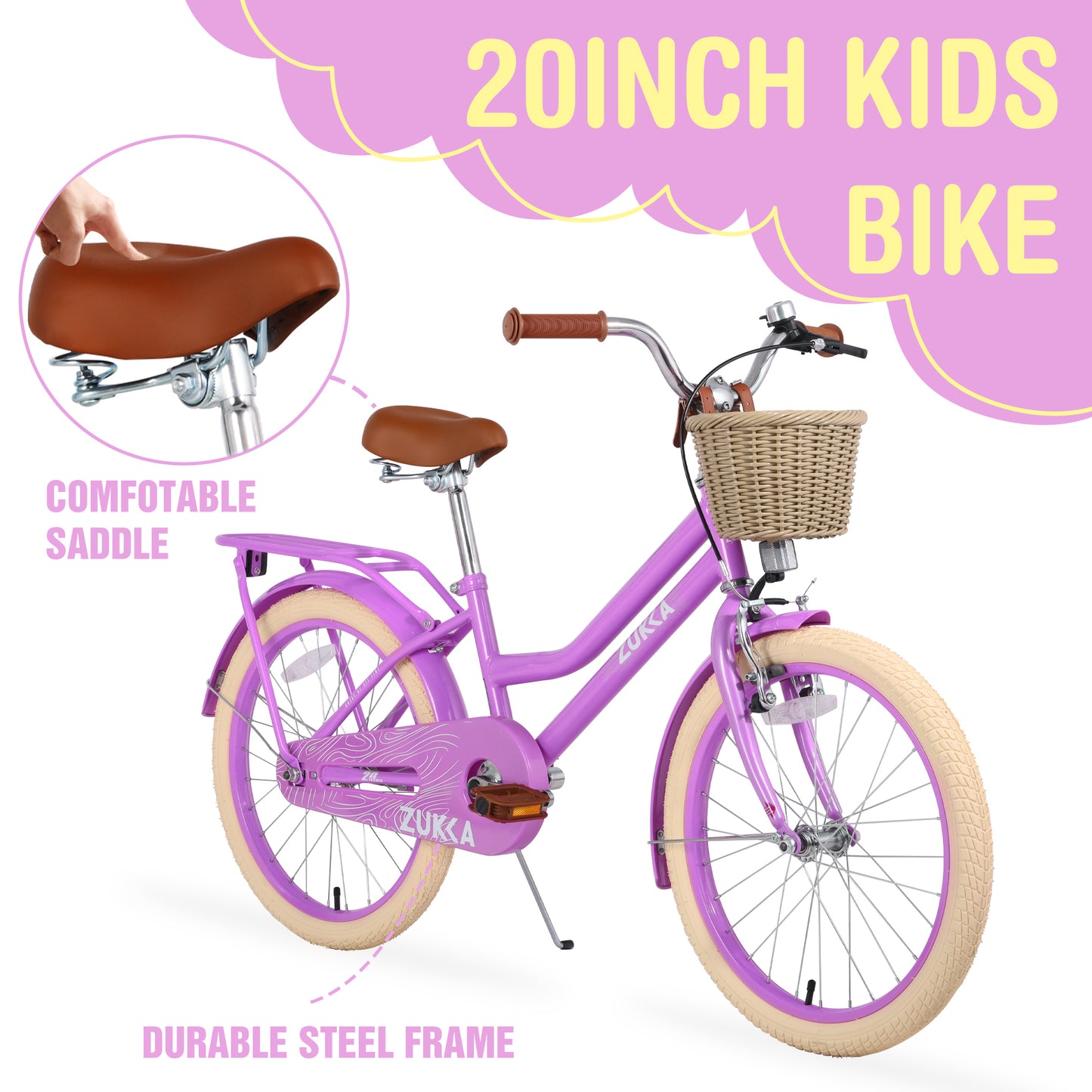 Multiple Colors,Girls Bike with Basket for 7-10 Years Old Kids,20 inch wheel ,No Training Wheels Included