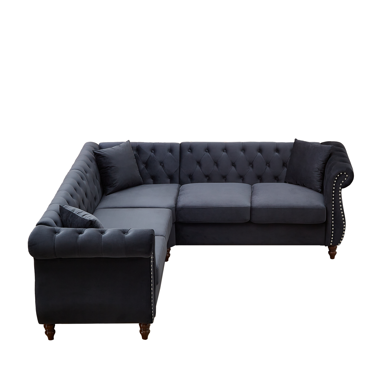 83.5-Inch Streamline Modern Corner Sofa with 3 Pillows