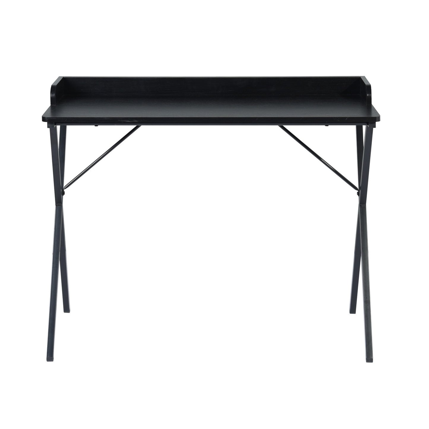 Black Elegant Rectangular Computer Desk with Metal Legs - 39.4