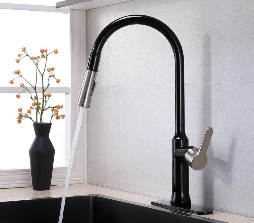 Pull Down Single Handle Kitchen Faucet with Accessories