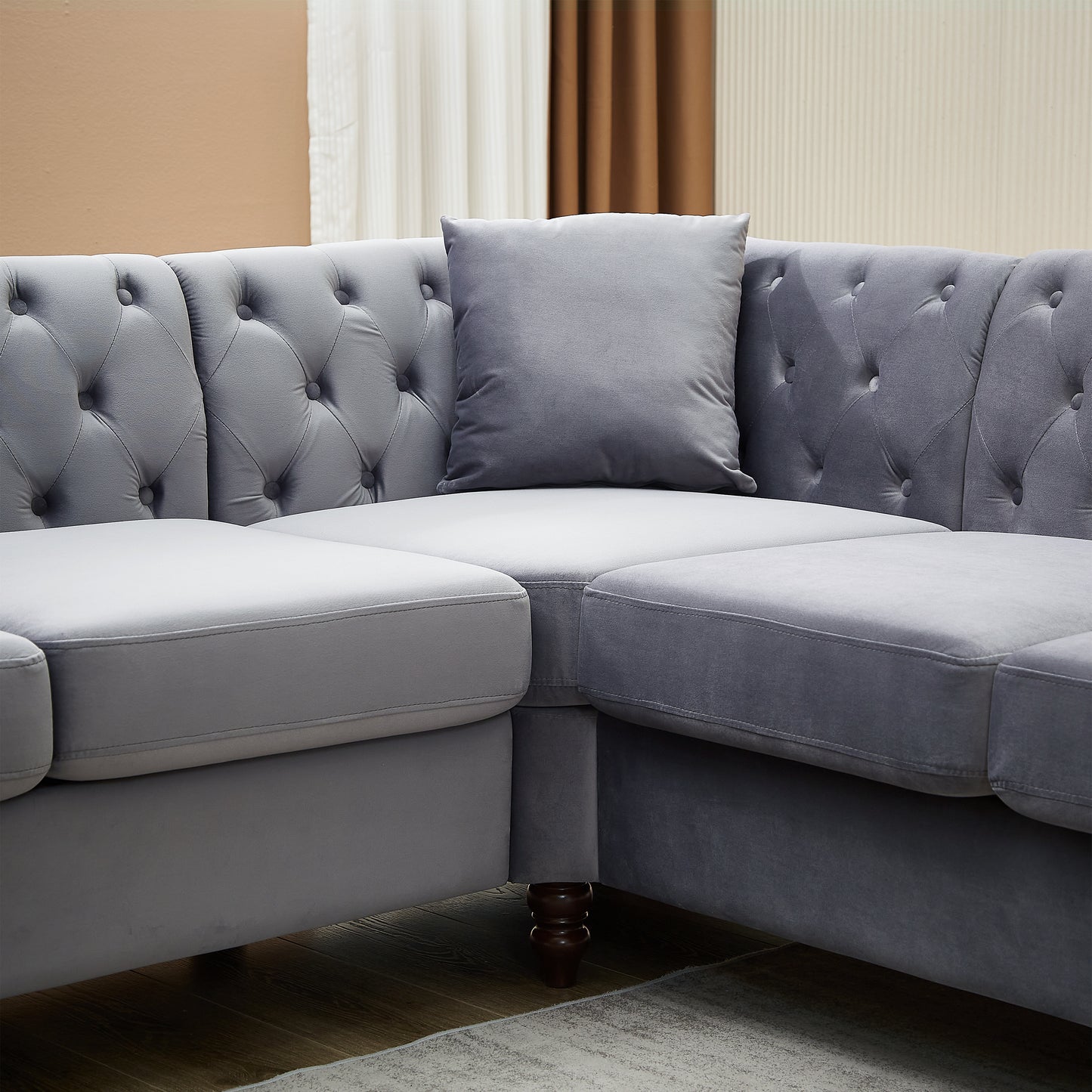 83.5-Inch Oversized L-Shaped Sectional Couch with 3 Pillows