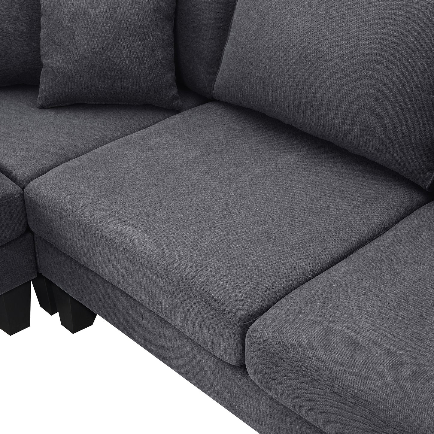 Terrycloth L-Shaped Sectional Sofa with Chaise Lounge and 3 Pillows