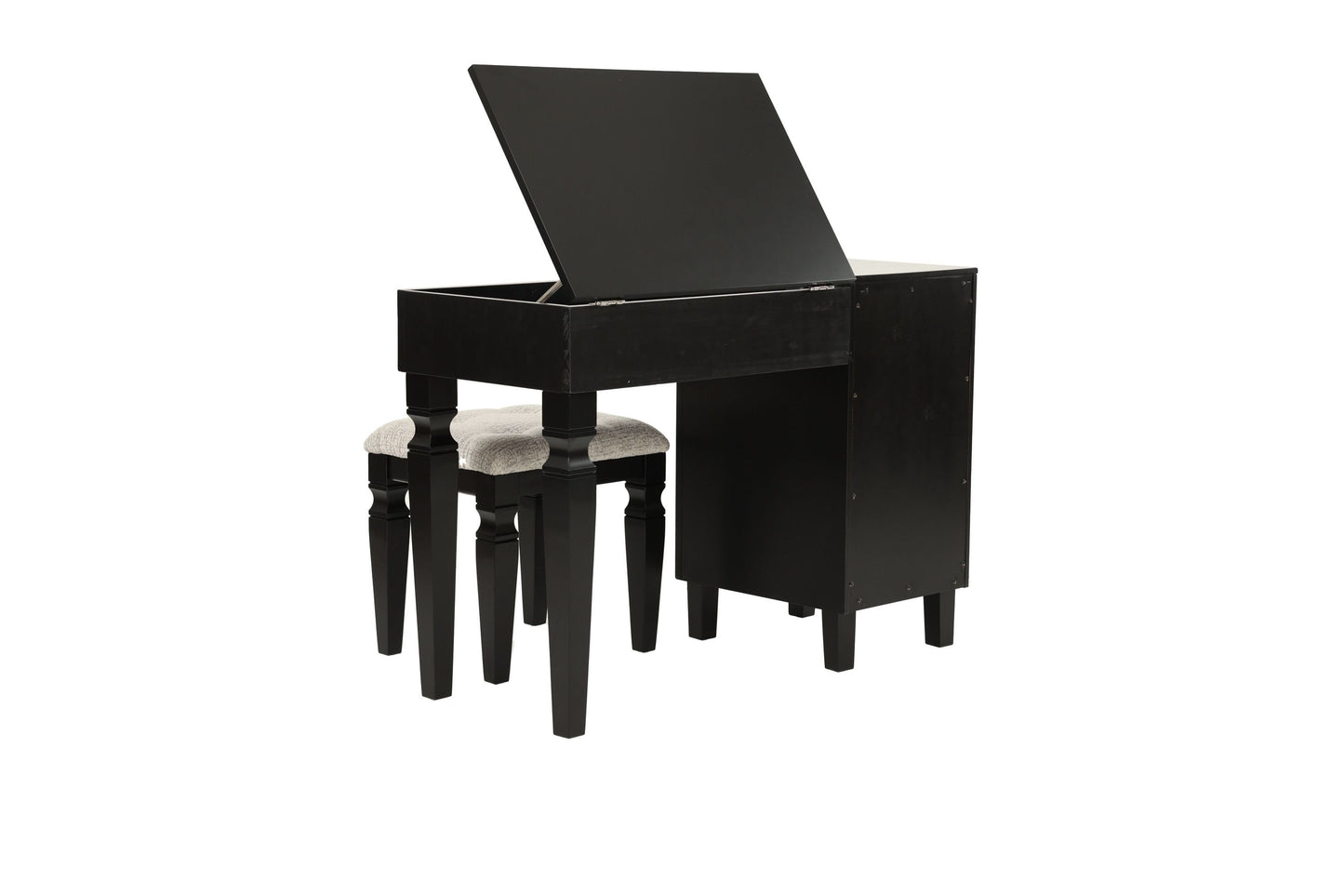 Traditional Formal Black Color Vanity Set w Stool Storage Drawers 1pc Bedroom Furniture Set Tufted Seat Stool