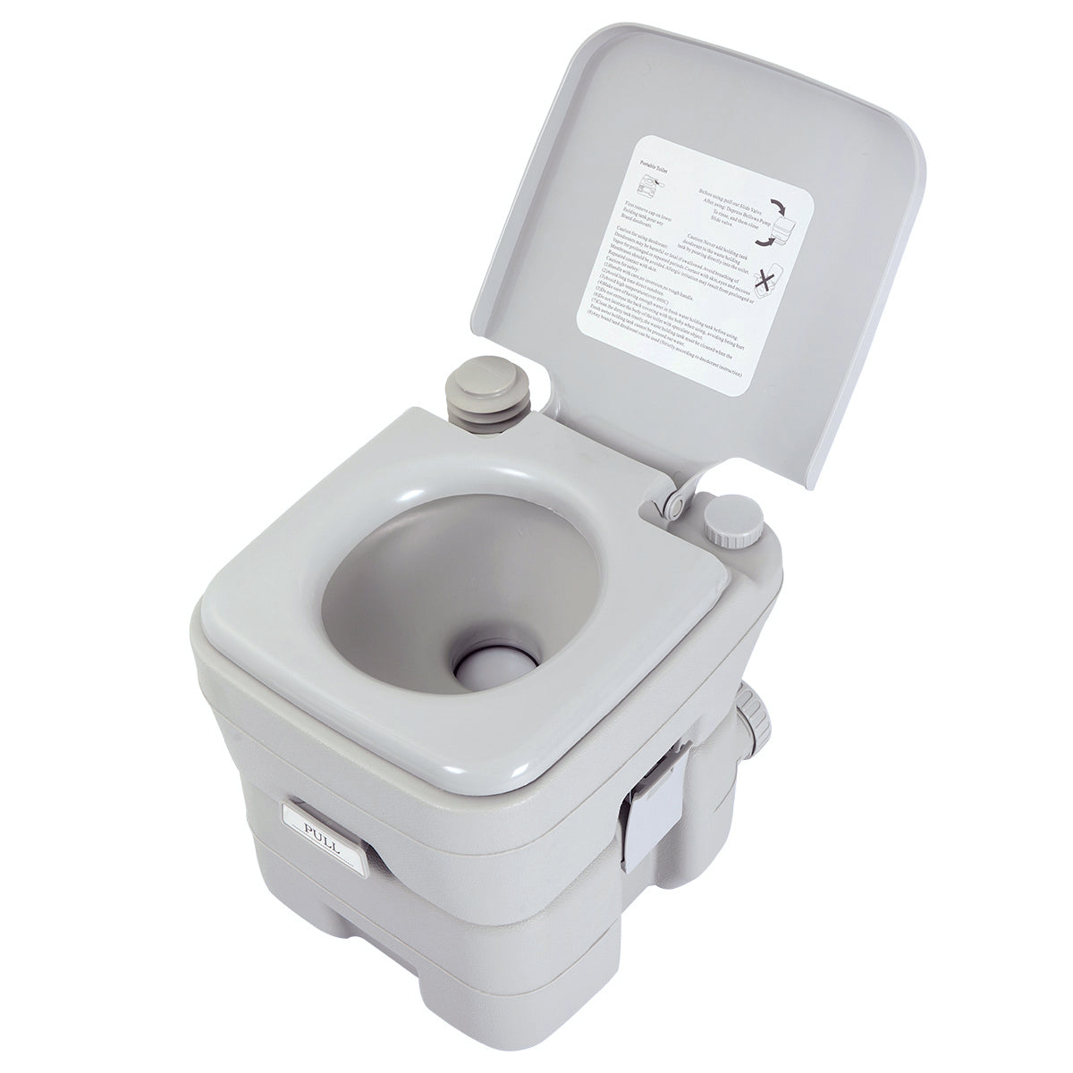 5.3 Gallon 20L Flush Outdoor Indoor Travel Camping Portable Toilet for Car, Boat, Caravan, Campsite, Hospital,Gray