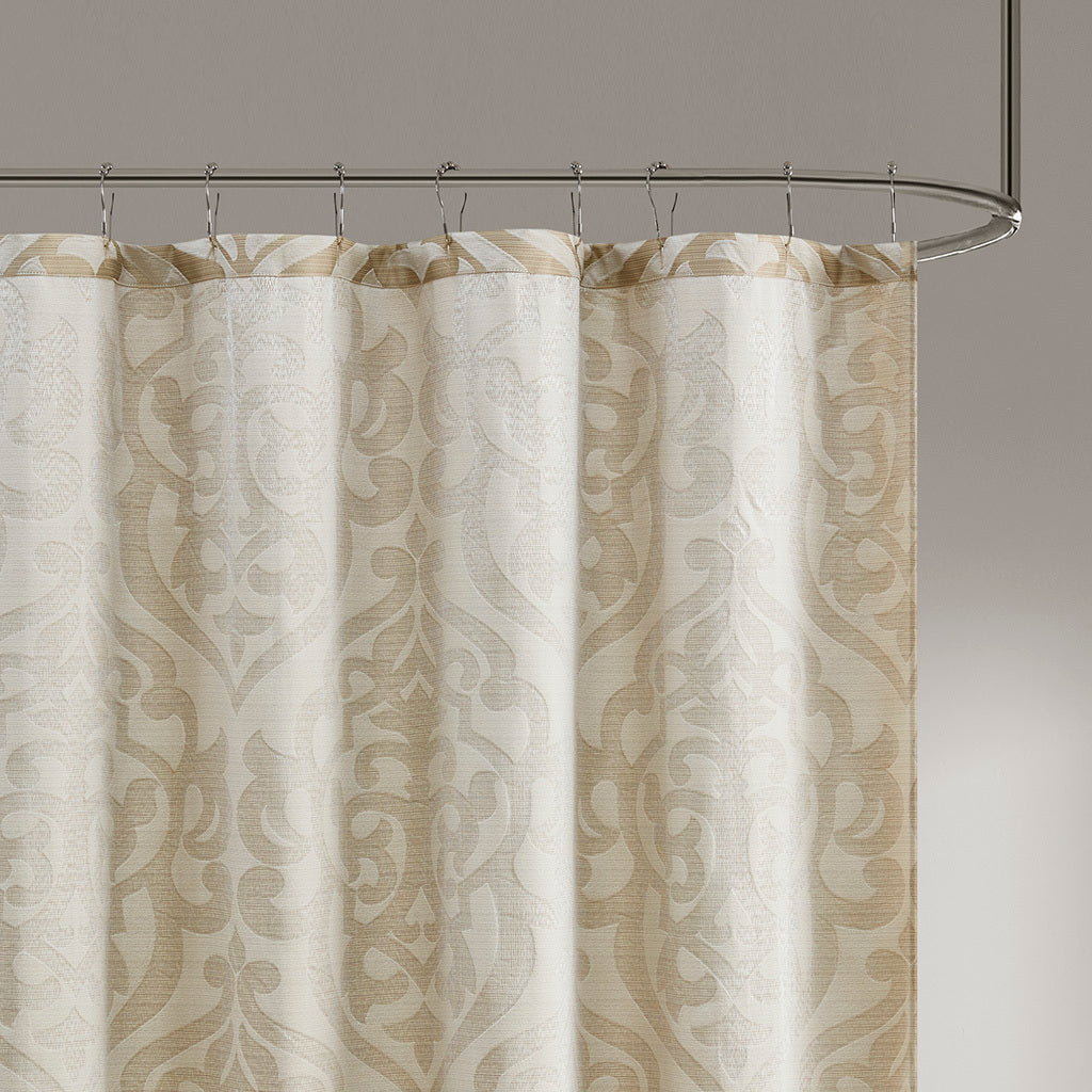 Elegant Ivory Damask Shower Curtain