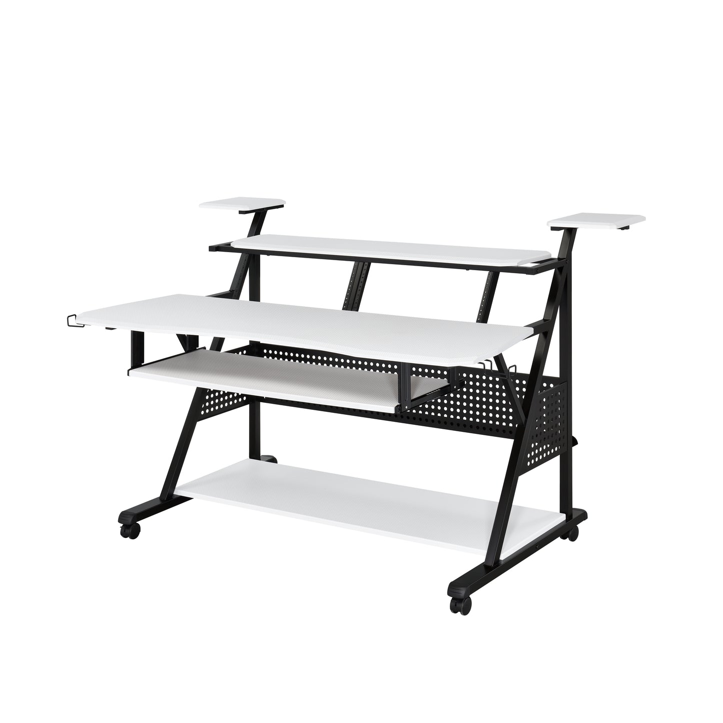 Sleek Willow Industrial Music Desk in White & Black Finish