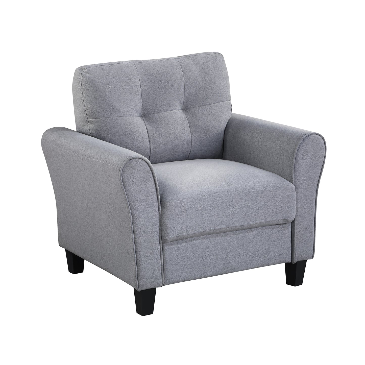 35 Light Grey-Blue Linen Upholstered Modern Armchair