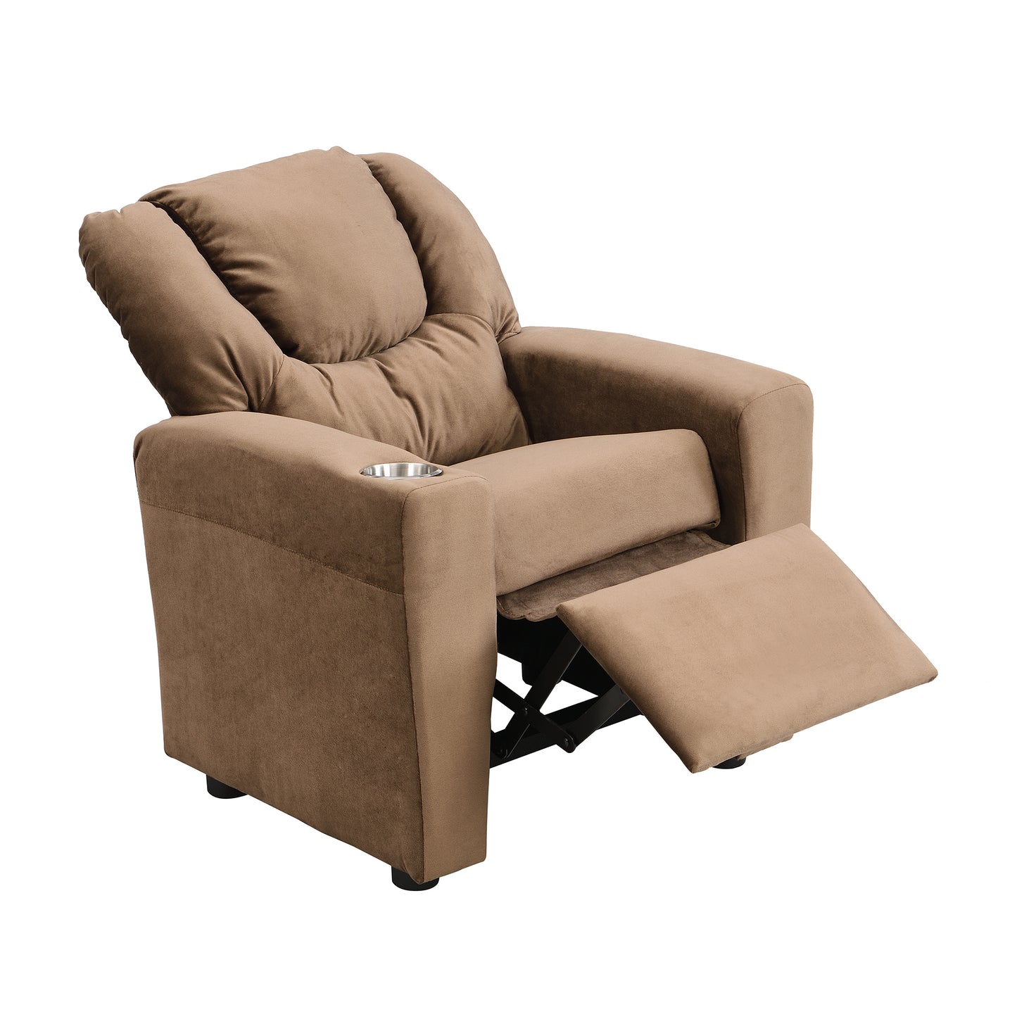 Kids Velvet Recliner Chair with Cup Holder and Footrest