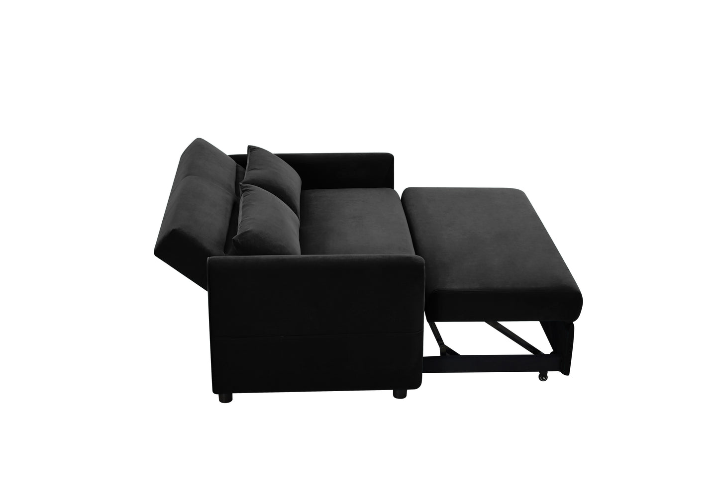 Convertible Black Love Seat Sofa with Adjustable Backrest and Comfortable Fabric Fill