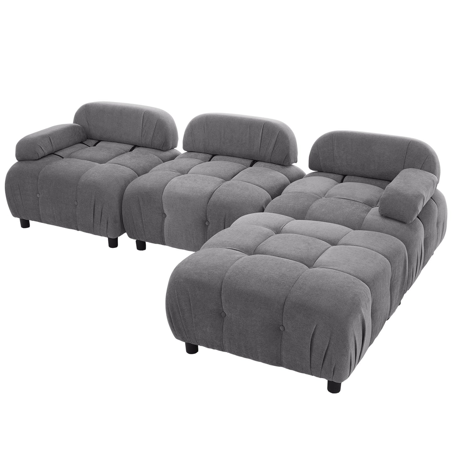 U_STYLE Chenille Fabric Modular Sectional Sofa with Reversible Chaise