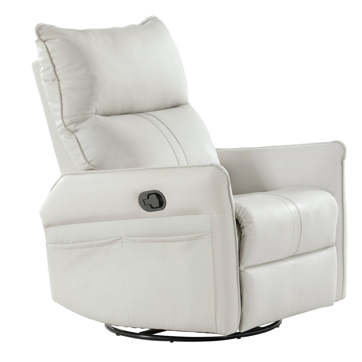 Light Gray Swivel Rocking Recliner Chair with Side Pockets