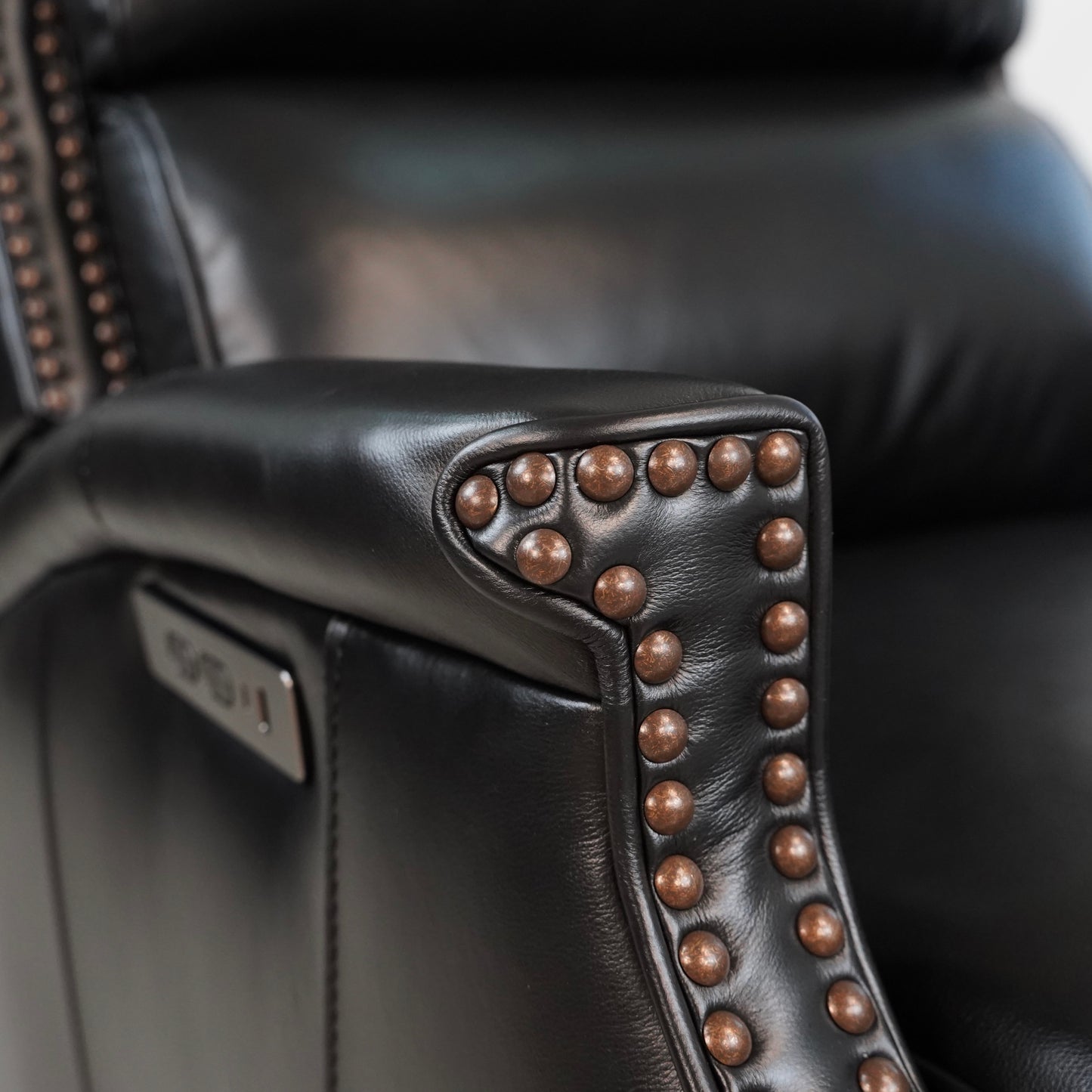 Elegant Genuine Leather Power Recliner with Adjustable Headrest, Removable Cushion, and Extendable Footboard