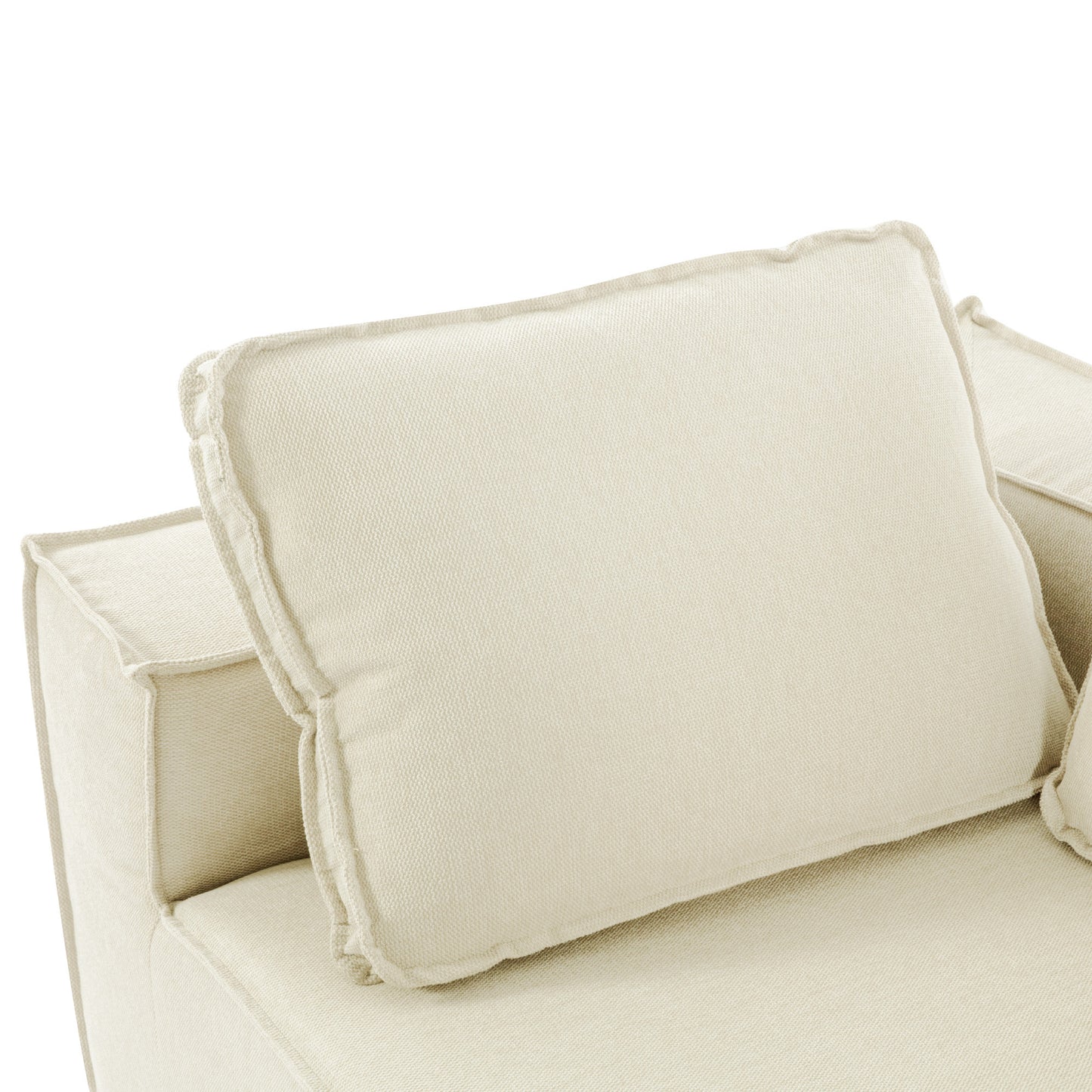 Stylish Beige Chaise Lounge Sofa with High-Density Foam and Chenille Fabric